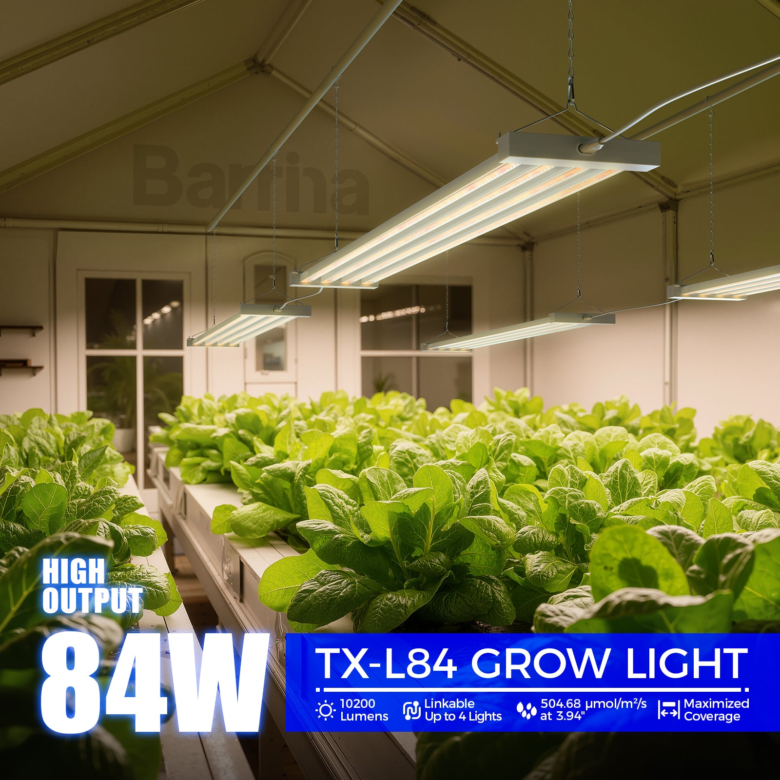 Barrina TX-L84 84W LED Grow Lights 4FT 3000K+6500K+660nm | Full Spectrum & Linkable | TX-L84