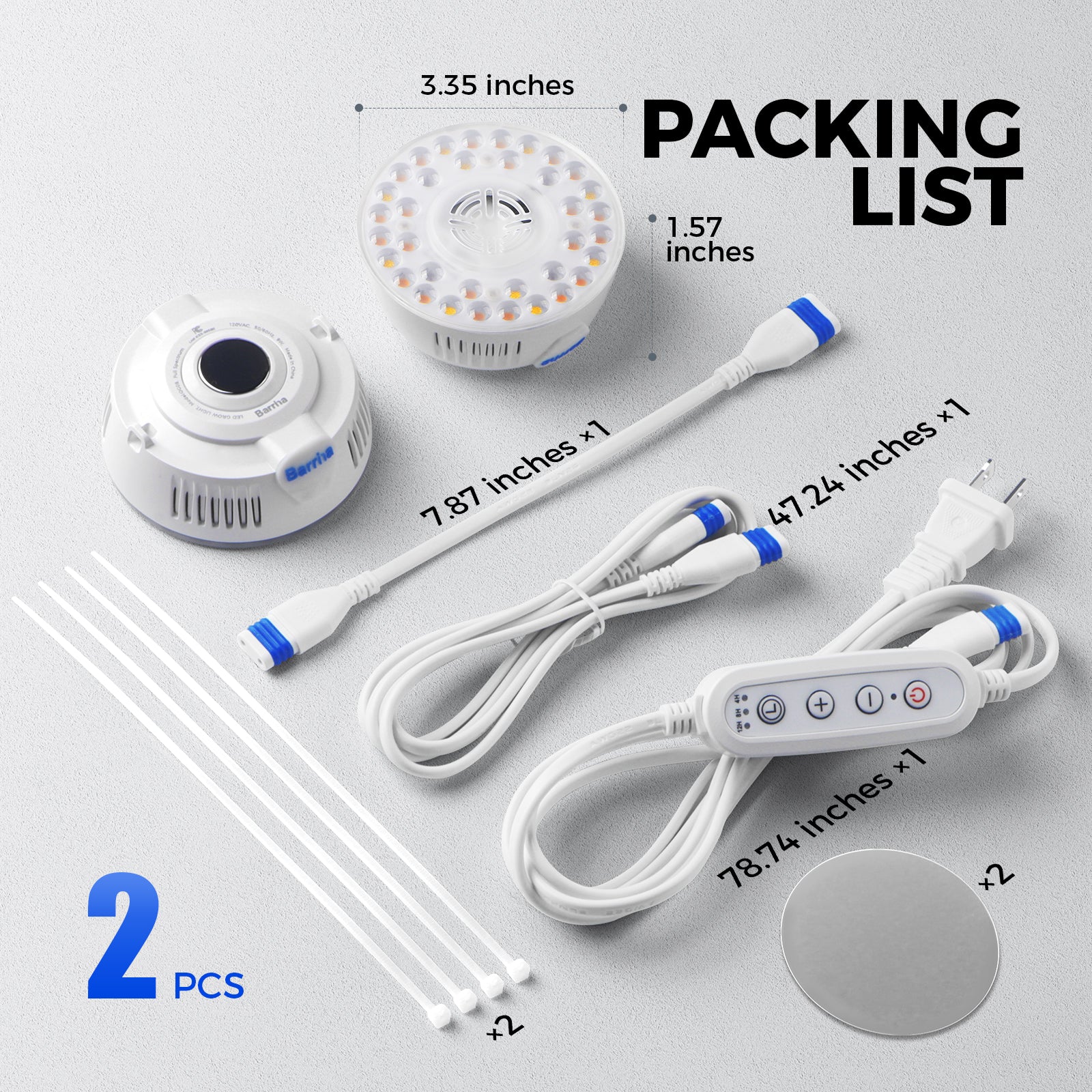 Barrina Orbgrow 9W LED Puck Grow Lights 3000K+6500K+660nm | Full Spectrum, Magnetic, Timer, Dimmable & Linkable | OG09