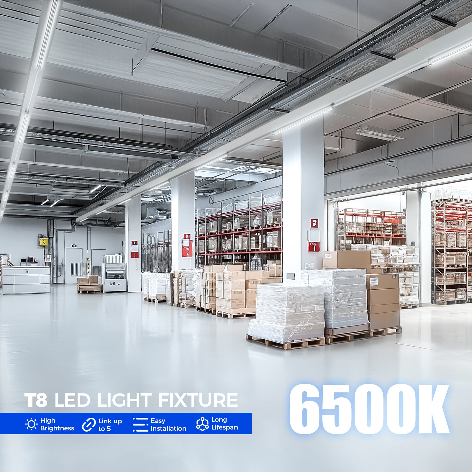 Barrina T8 50W LED Shop Lights 4FT 6500K  | Clear Cover & V Shape Tube | BAL50