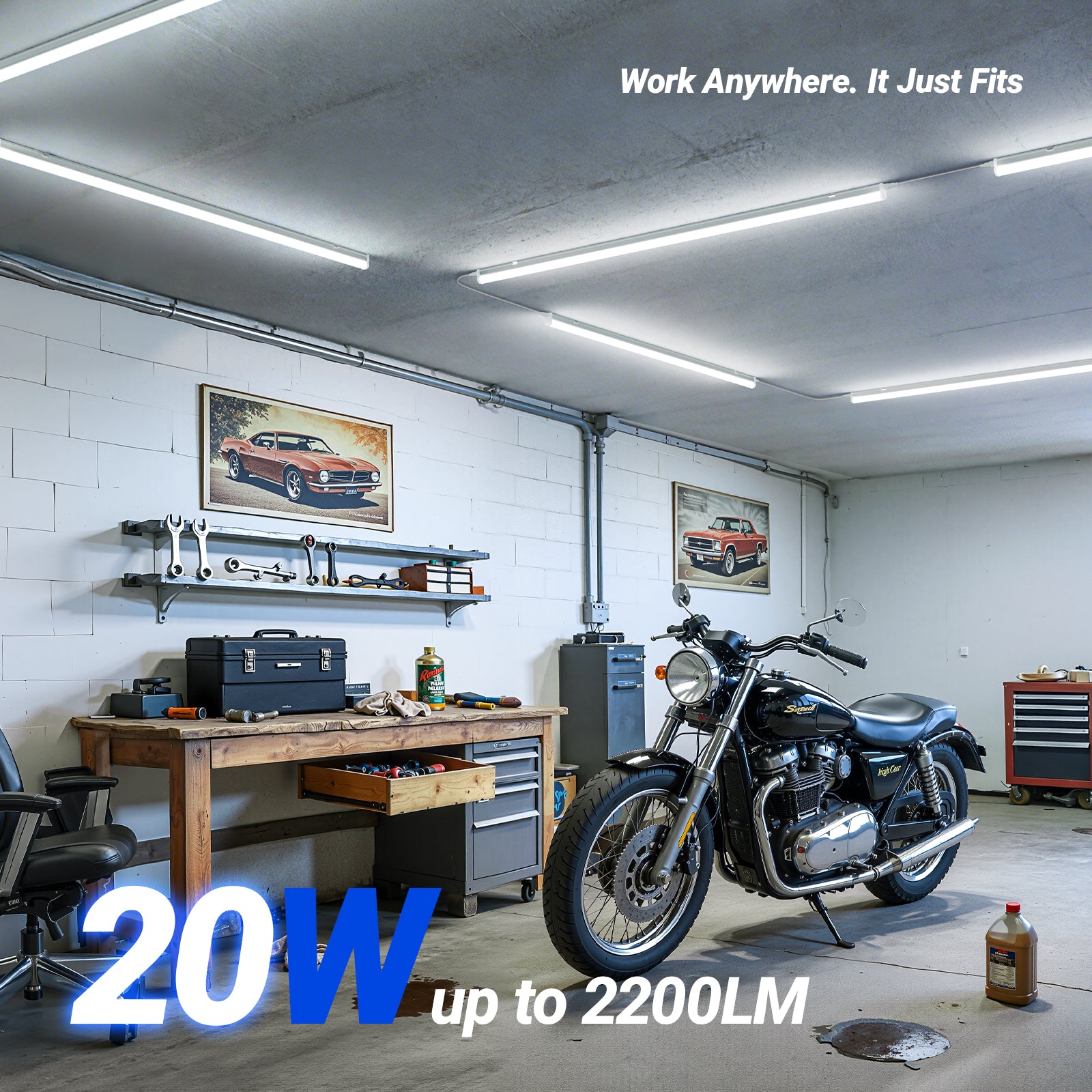 Barrina T5 20W LED Shop Lights 4FT 6500K 2200LM | Linkable & Corded Electric Switch | AAL20