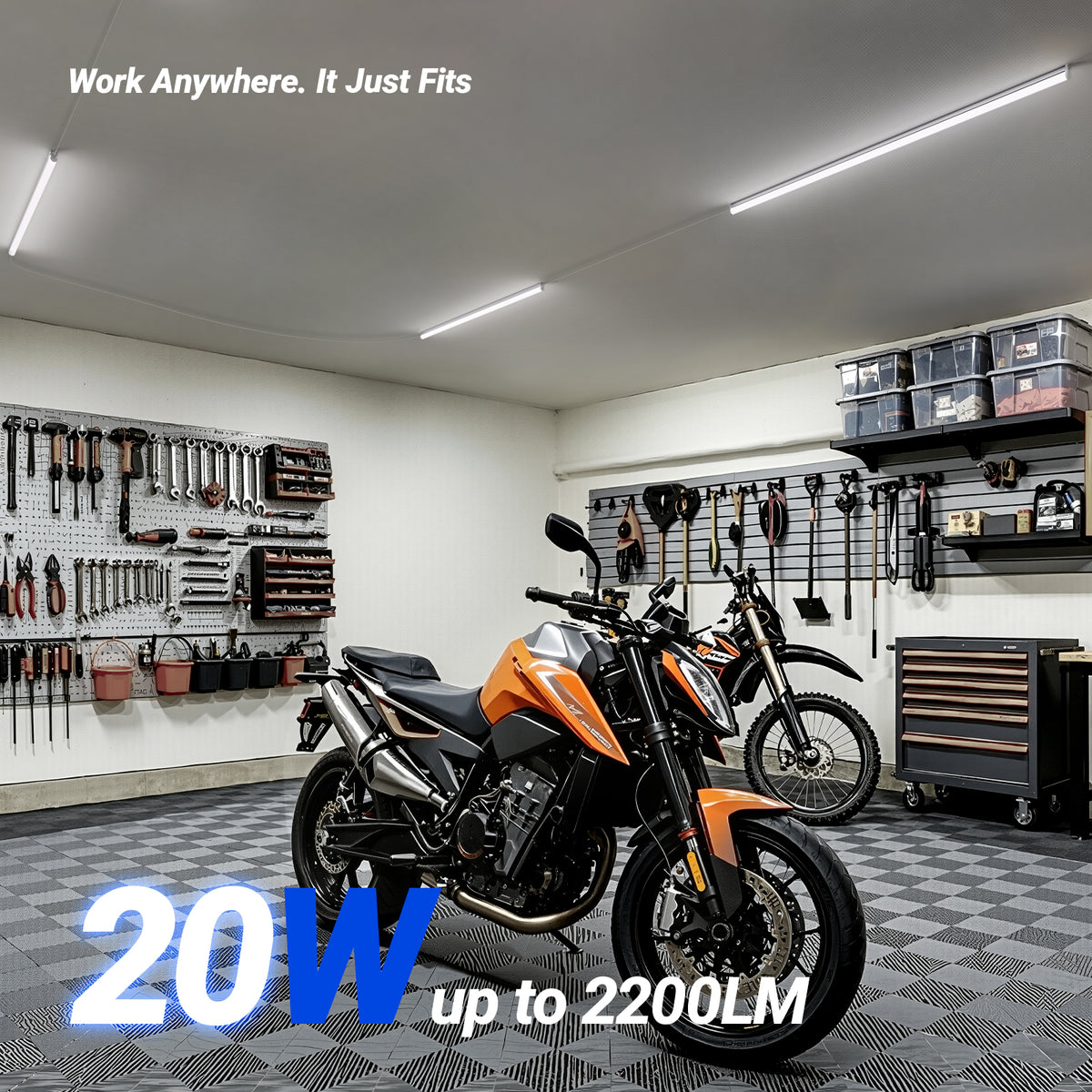 Barrina T5 20W LED Shop Lights 4FT 5000K 2200LM | Linkable & Corded Electric Switch | AAL20