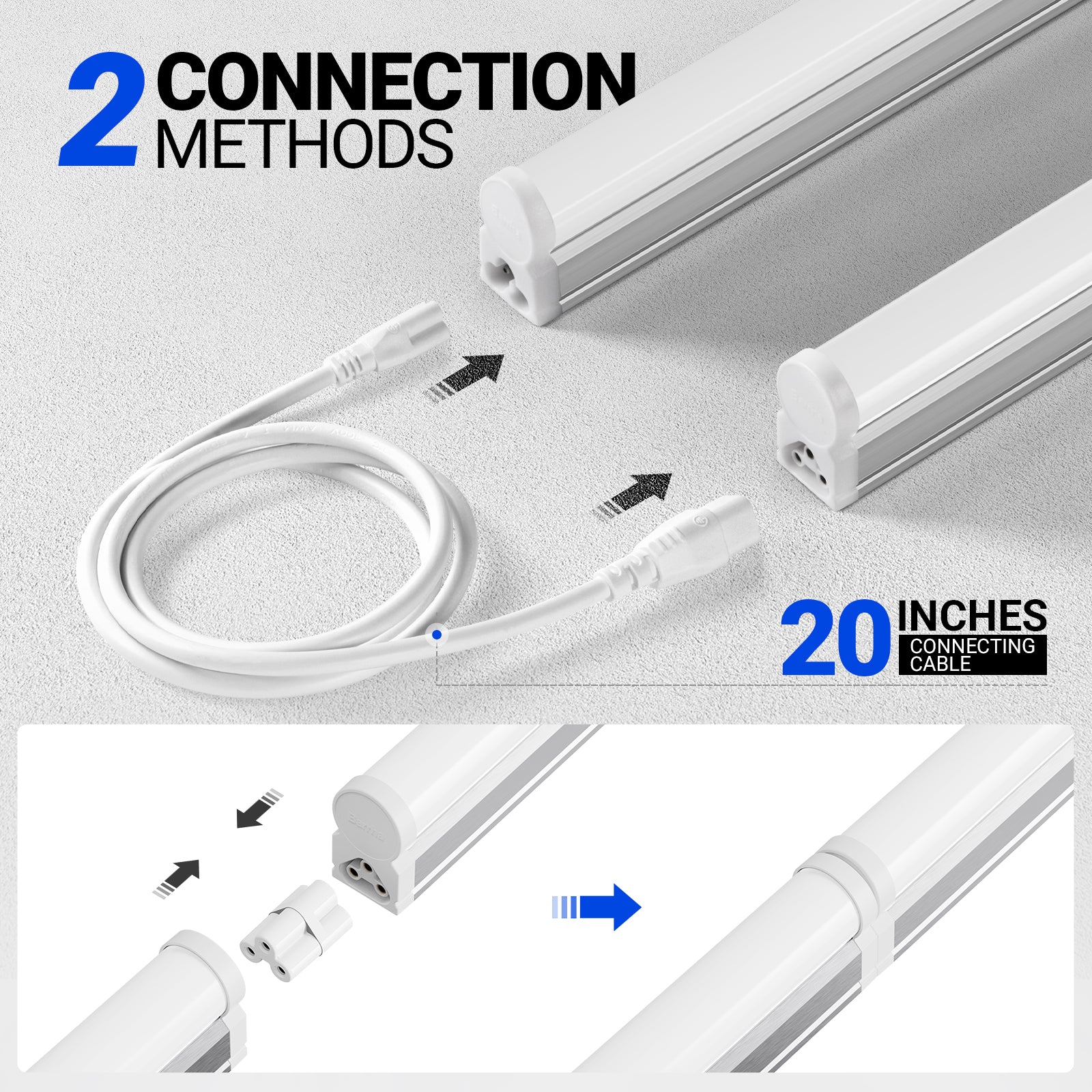 Barrina T5 20W LED Shop Lights 4FT 6500K 2200LM | Linkable & Corded Electric Switch | AAL20