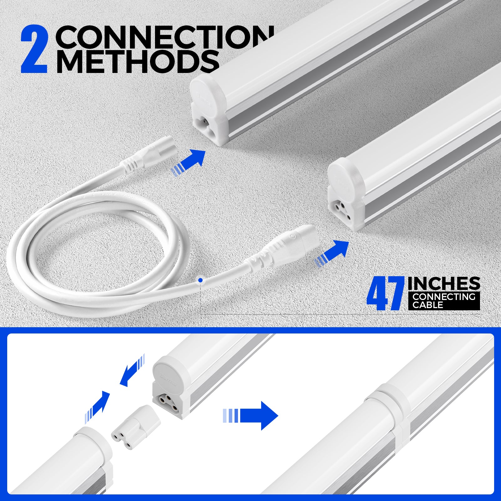 Barrina T5 20W LED Shop Lights 4FT 5000K 2200LM | Linkable & Corded Electric Switch | AAL20