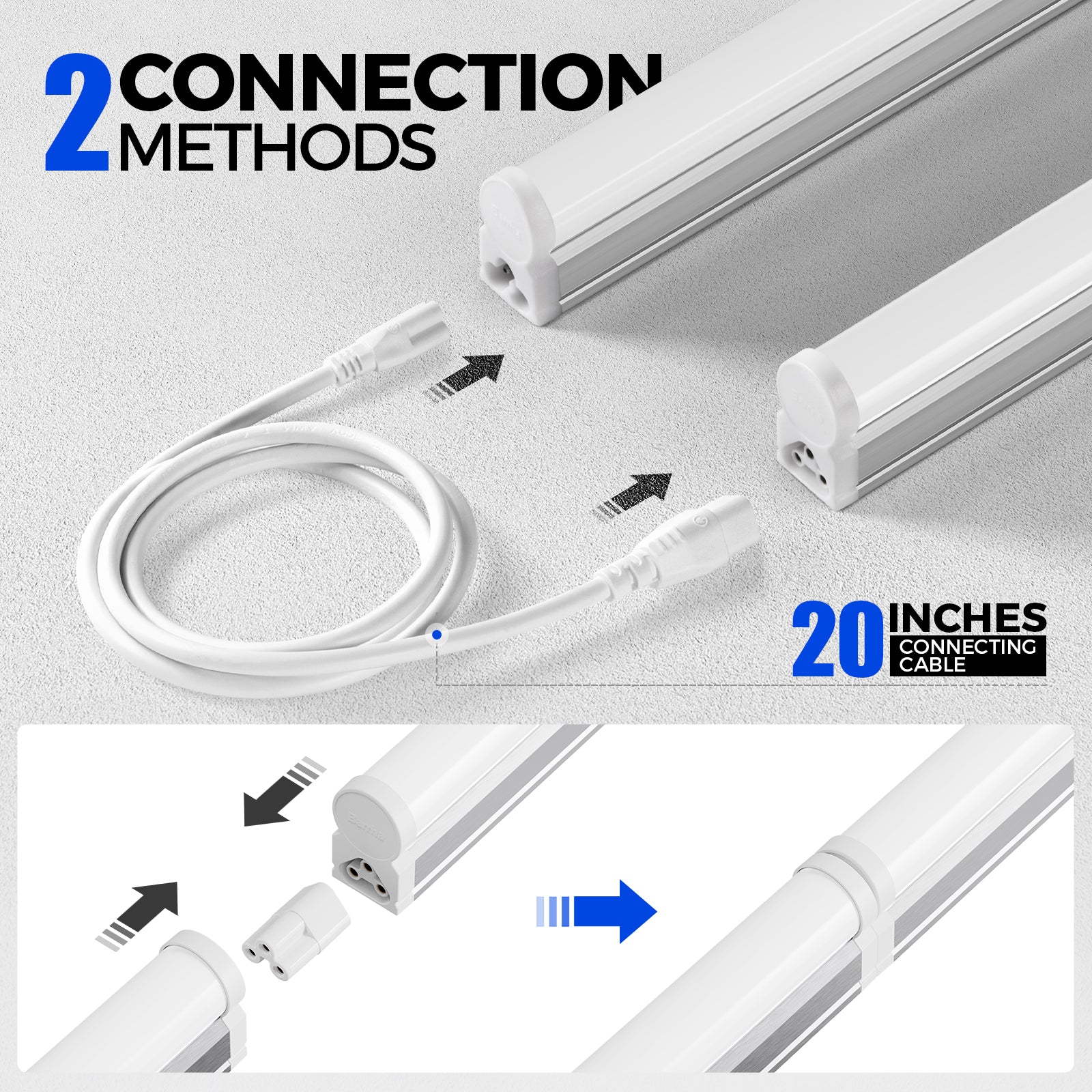 Barrina T5 5W LED Shop Lights 1FT 6500K 600LM | Linkable & Corded Electric Switch | AAC5