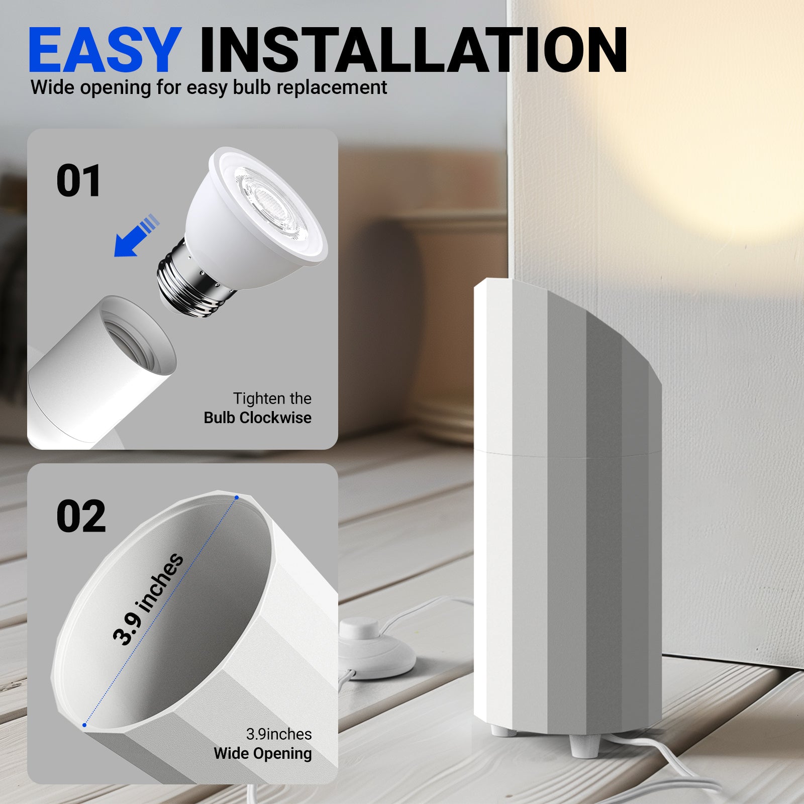 Barrina E26 Bulb LED Uplighting Indoor Spotlight 2700K | Detachable & Foot Switch | UL1B07
