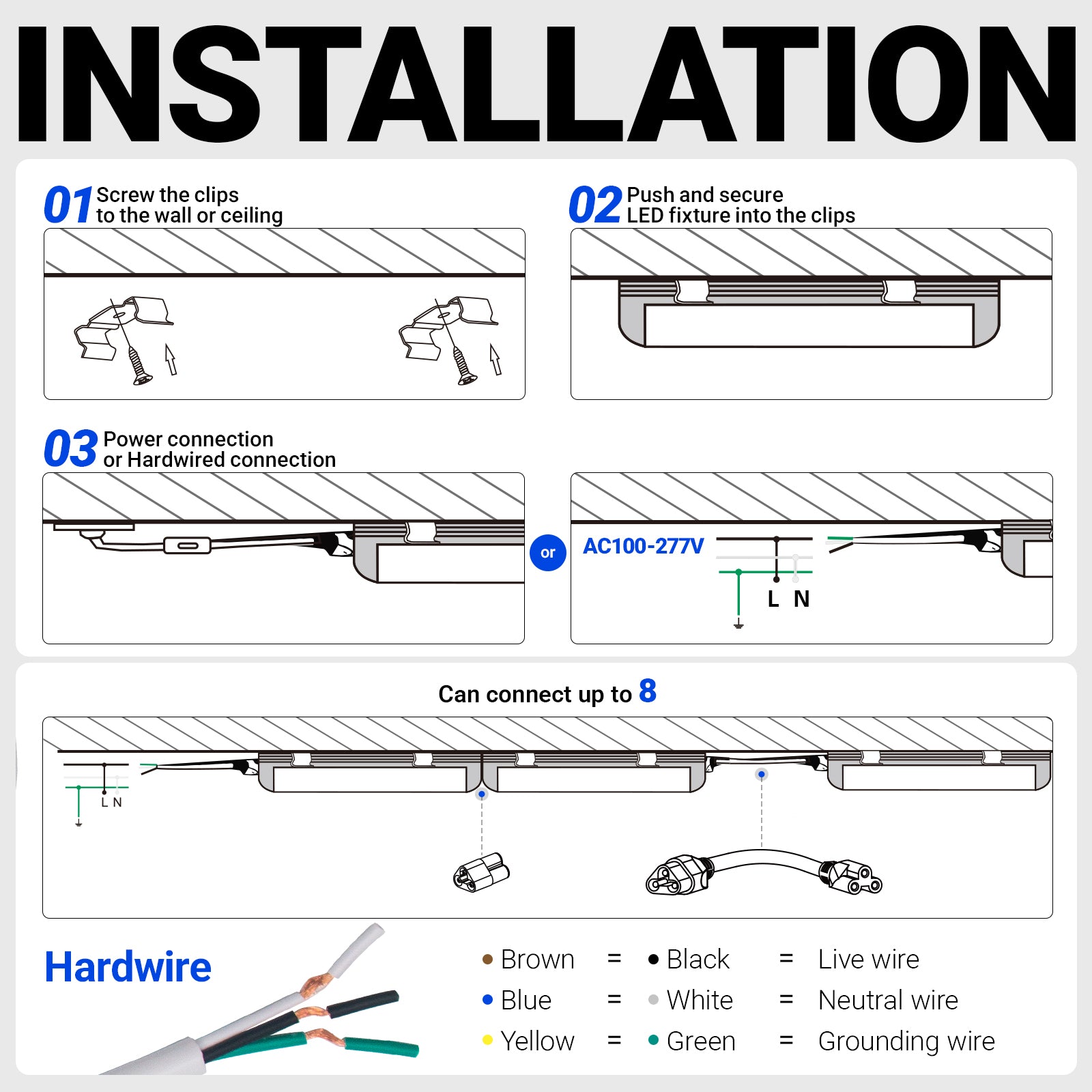 Barrina T8 30W LED Shop Lights 3FT 5400K  4600KM | Clear Cover & V Shape Tube | BAI30