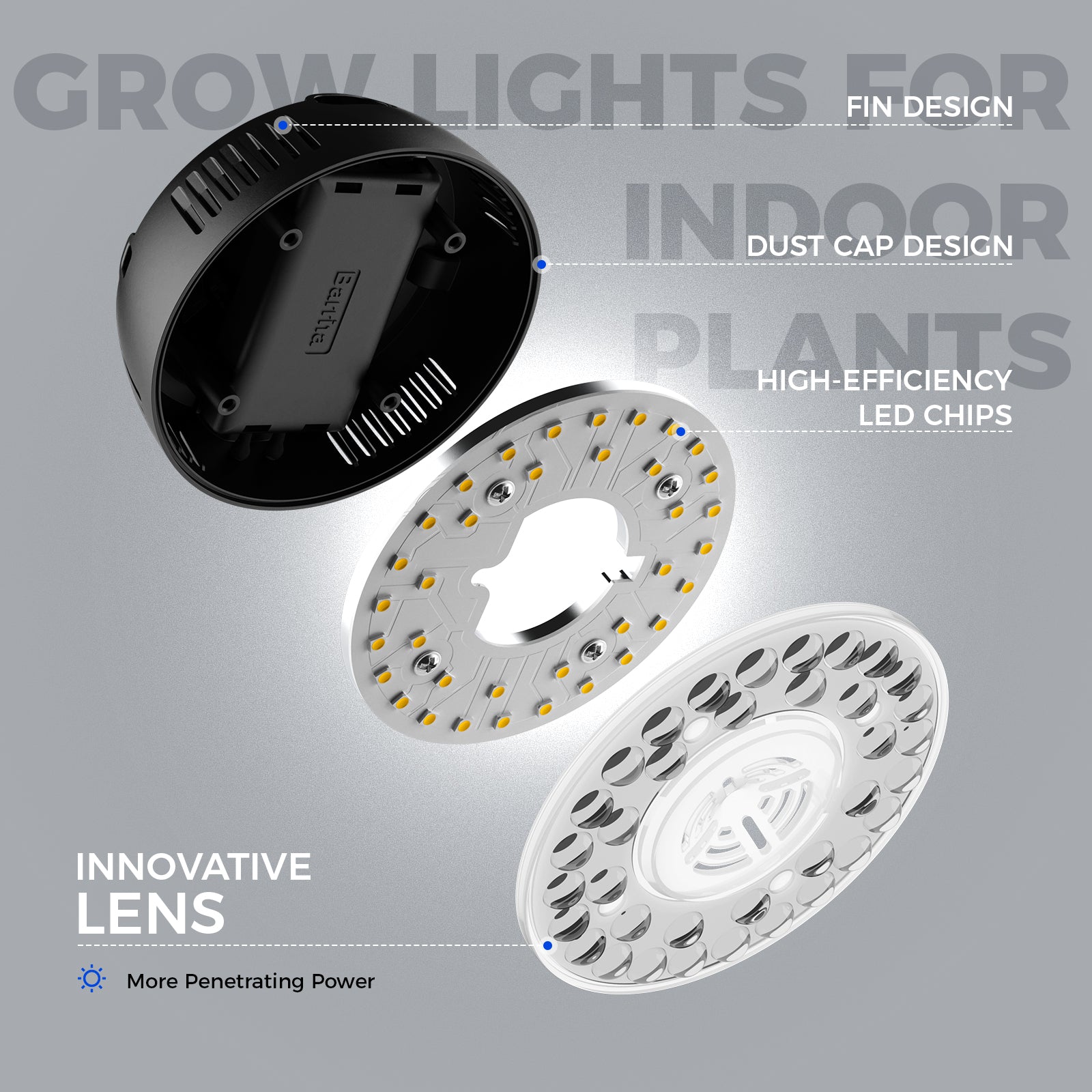 Barrina Orbgrow 9W LED Puck Grow Lights 5000K | Full Spectrum, Magnetic, Timer, Dimmable & Linkable | OG09