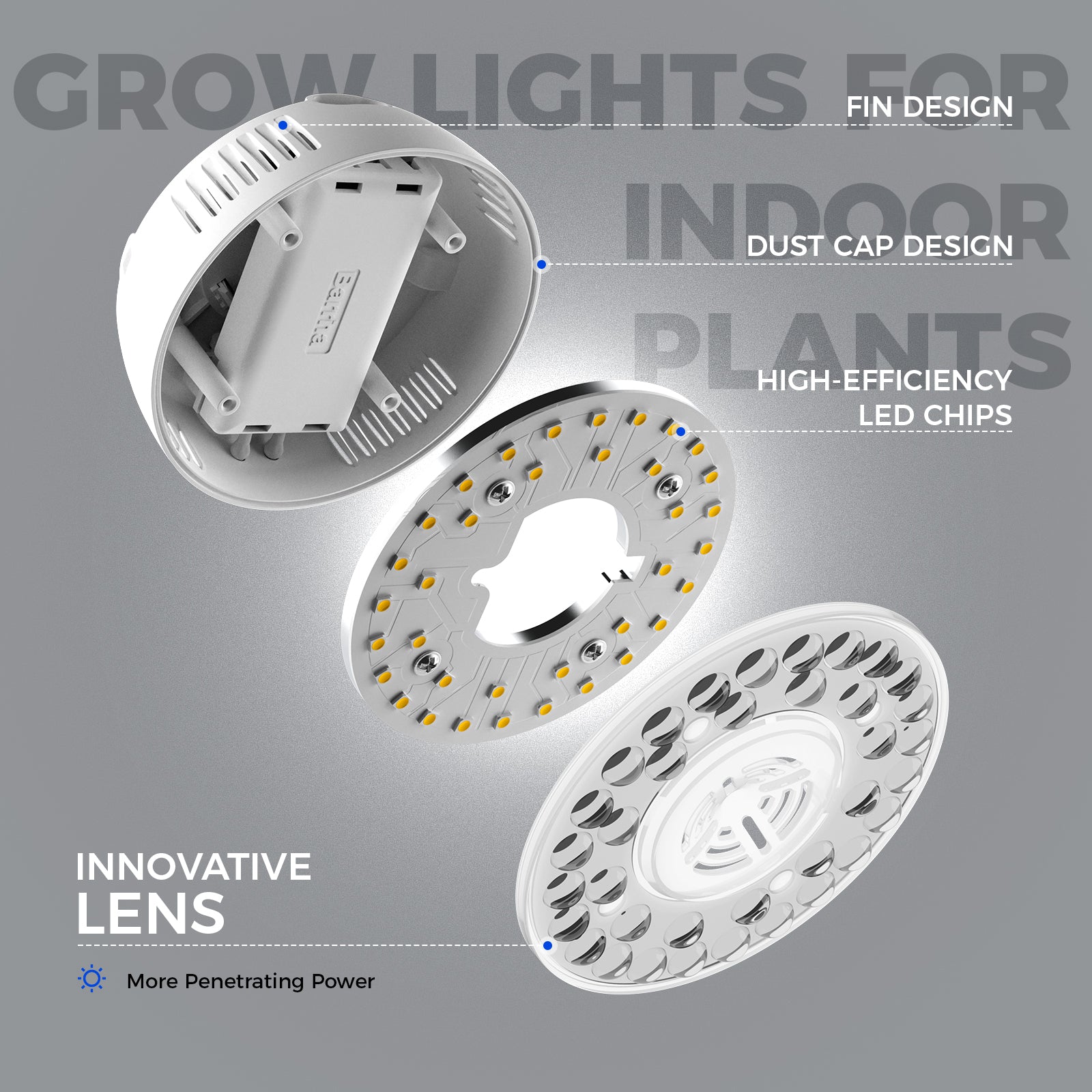 Barrina Orbgrow 9W LED Puck Grow Lights 5000K | Full Spectrum, Magnetic, Timer, Dimmable & Linkable | OG09