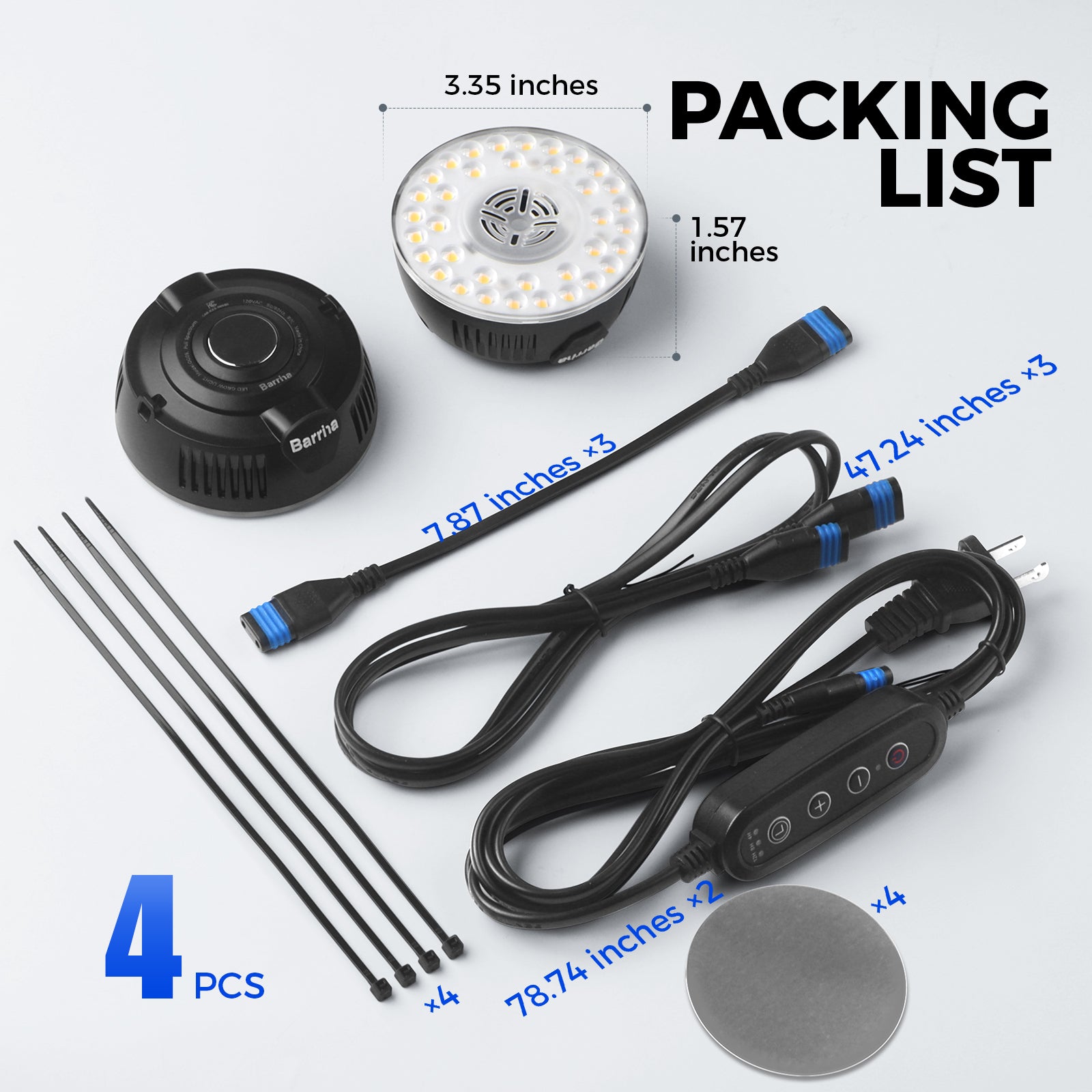 Barrina Orbgrow 9W LED Puck Grow Lights 5000K | Full Spectrum, Magnetic, Timer, Dimmable & Linkable | OG09