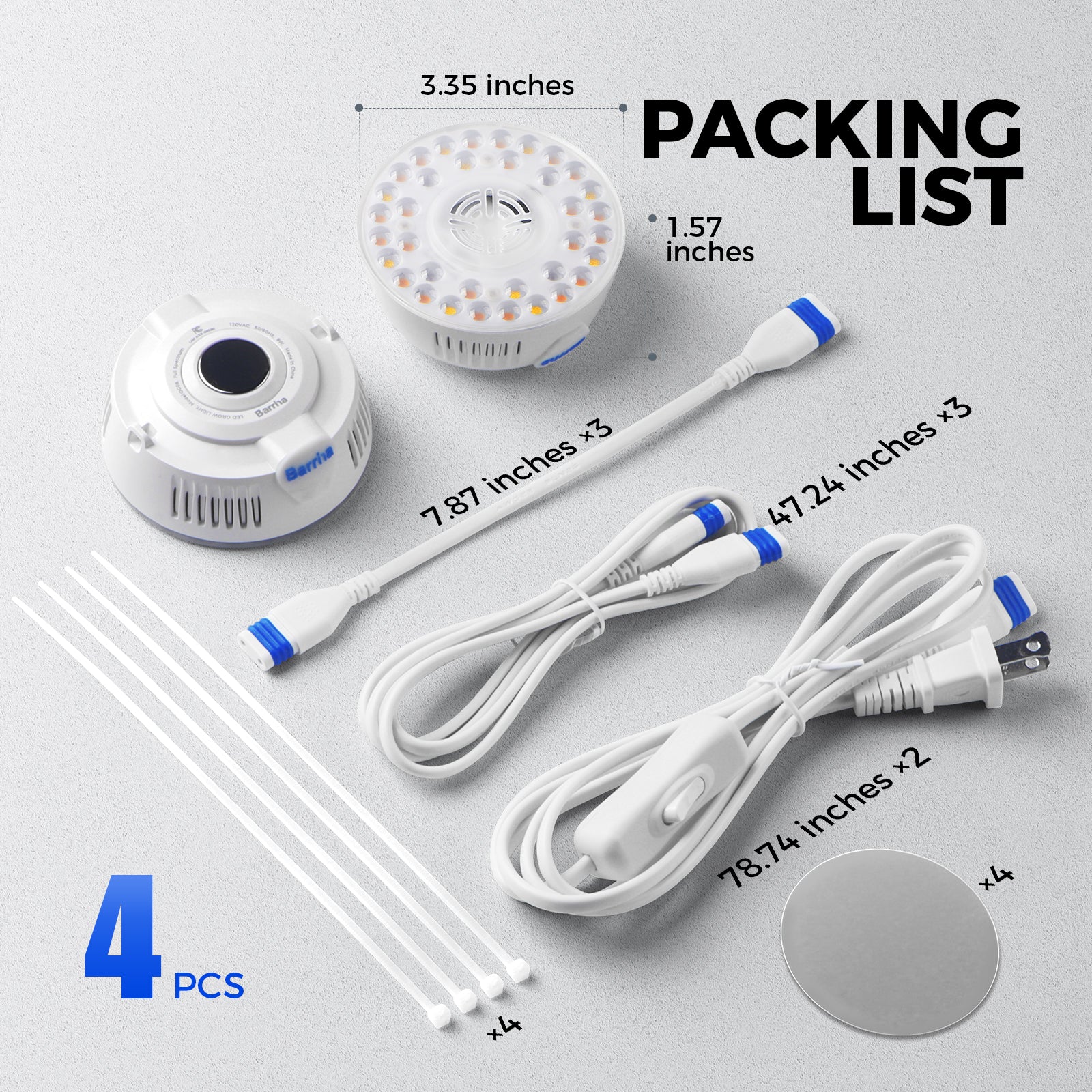 Barrina Orbgrow 9W LED Puck Grow Lights 3000K+6500K+660nm | Full Spectrum, Magnetic & Linkable | OG09