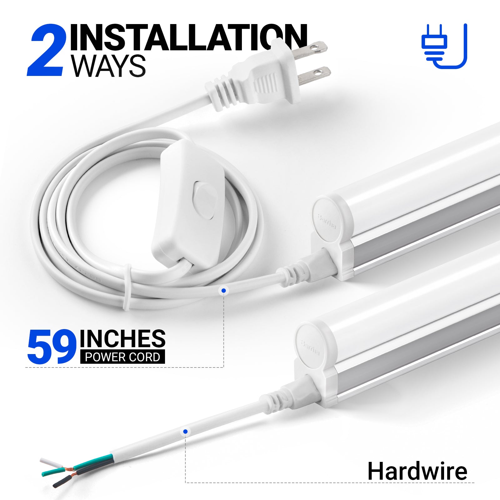 Barrina T5 20W LED Shop Lights 4FT 6500K 2200LM | Linkable & Corded Electric Switch | AAL20