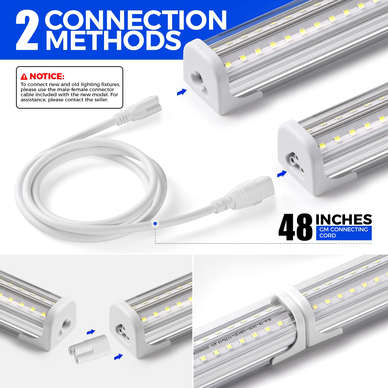 Barrina T8 50W LED Shop Lights 4FT 6500K  | Clear Cover & V Shape Tube | BAL50