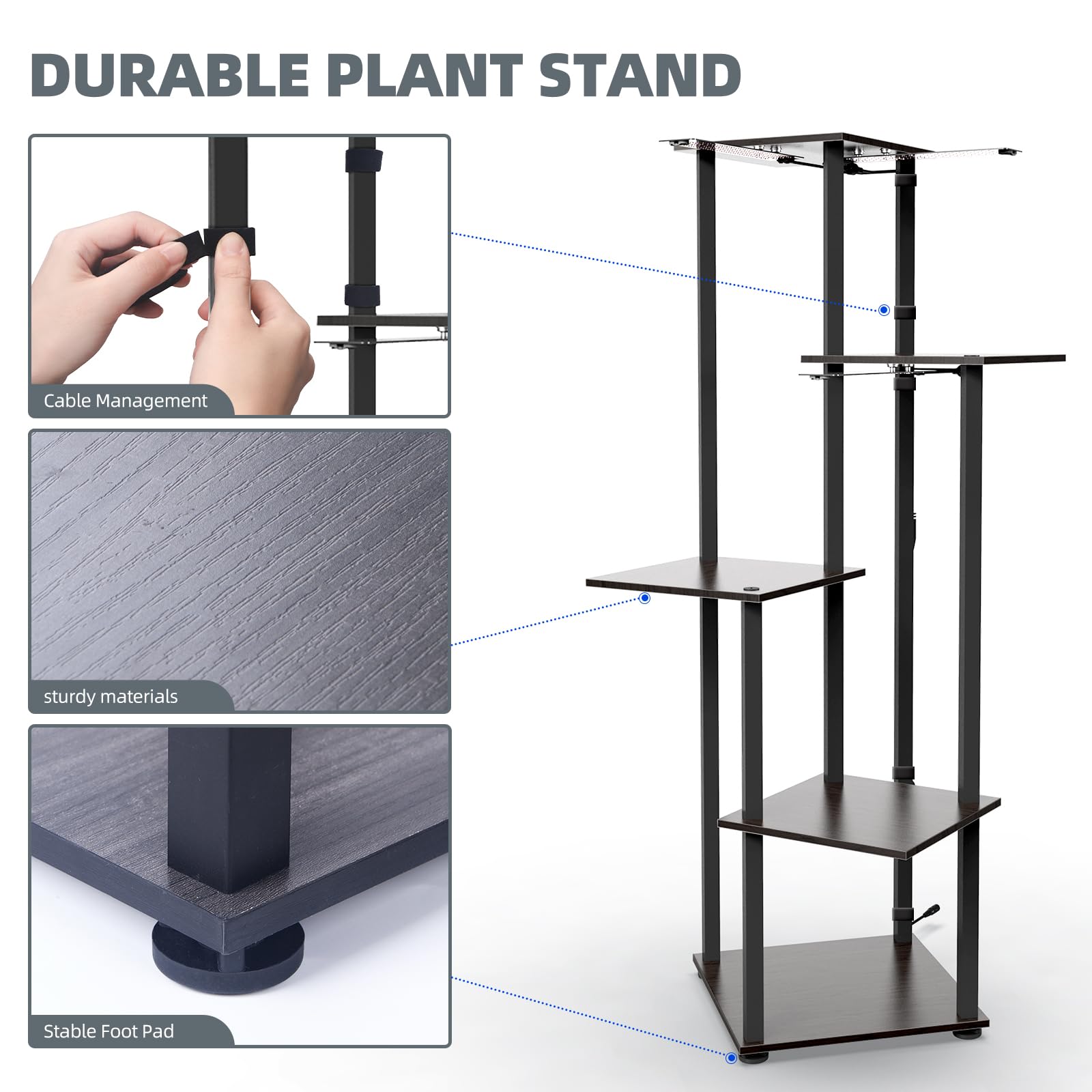 Barrina 5-Tire Plant Stand with 3Pcs 8W LED Grow Light Panels