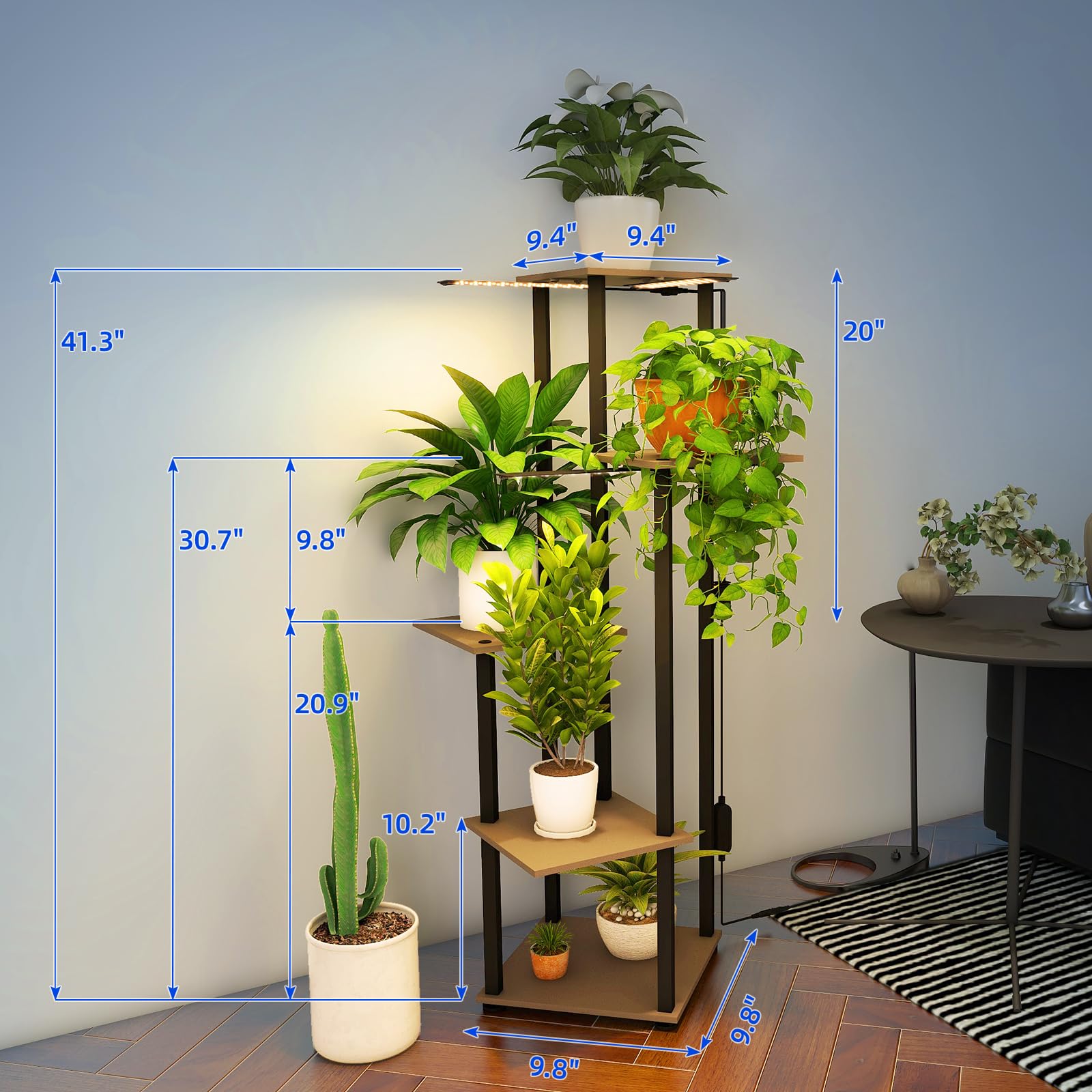 Barrina 5-Tire Plant Stand with 3Pcs 8W LED Grow Light Panels