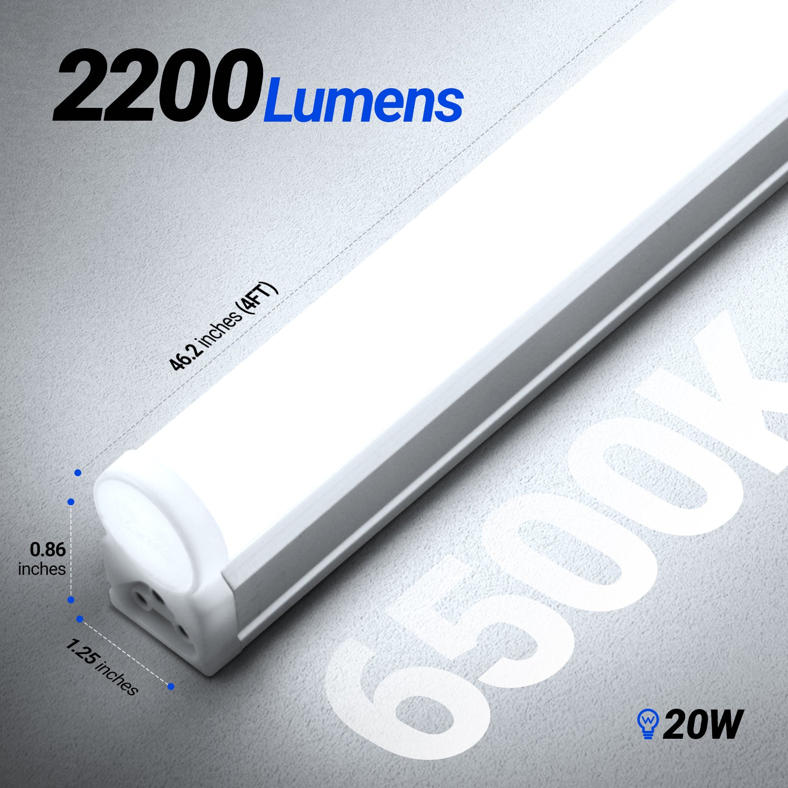 Barrina T5 20W LED Shop Lights 4FT 6500K 2200LM | Linkable & Corded Electric Switch | AAL20
