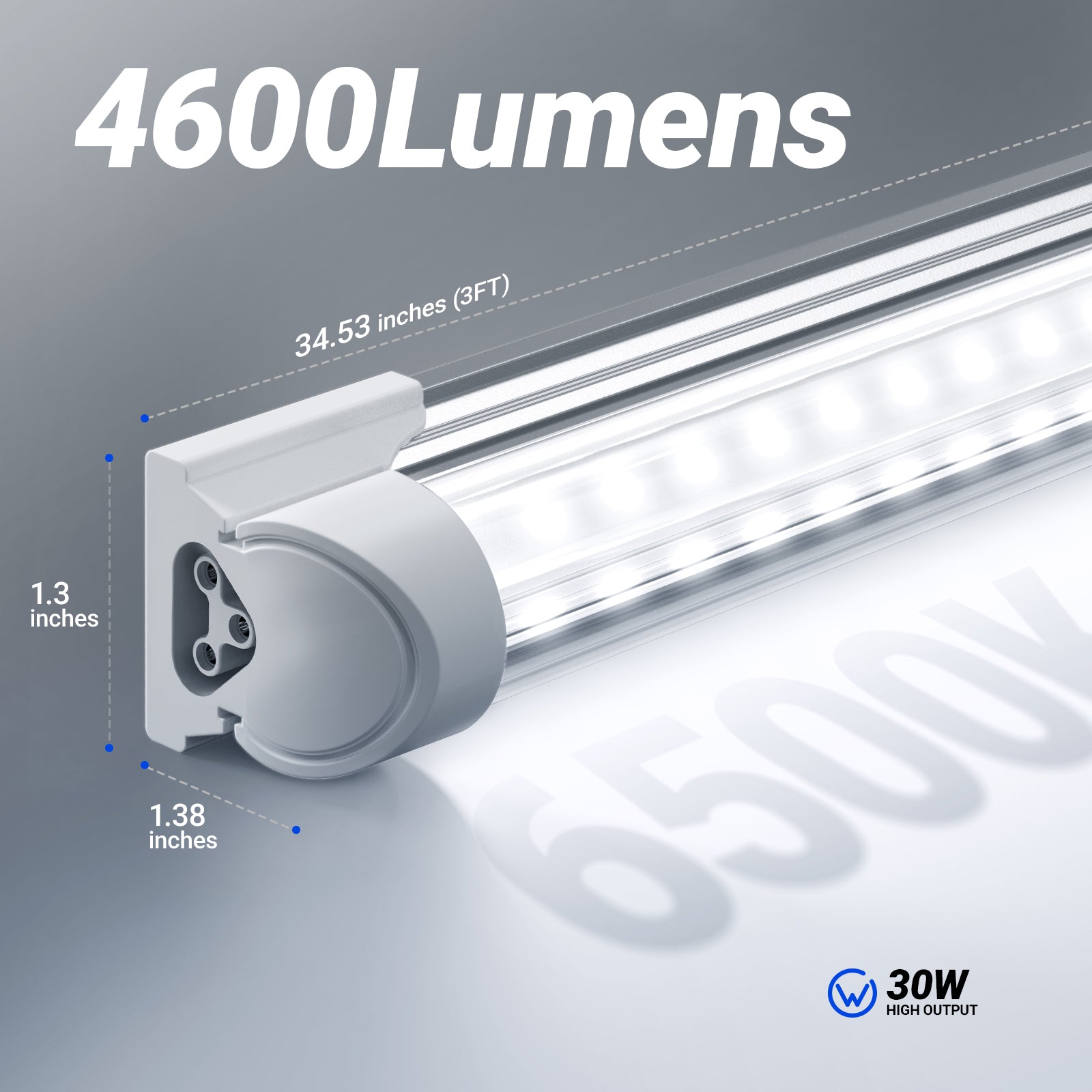 Barrina T8 100W LED Shop Lights 3FT 6500K 4600LM | Clear Cover & V Shape Tube | BAI30