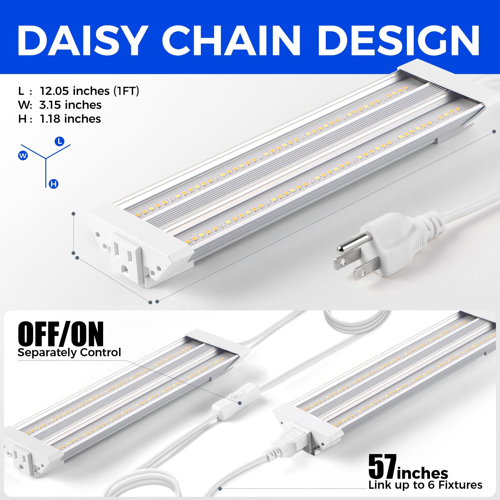 Barrina TX18 18W LED Grow Lights 1FT 3000K+6500K+660nm | Full Spectrum & Linkable | TXPL18