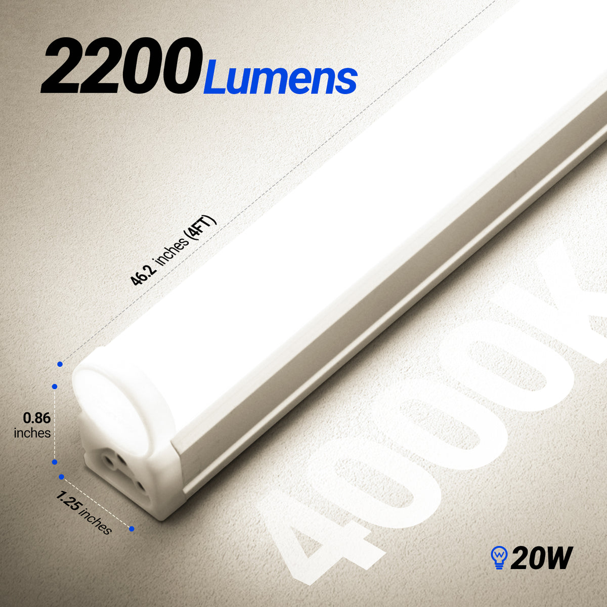 Barrina T5 20W LED Shop Lights 4FT 4000K 2200LM | Linkable & Corded Electric Switch | AAL20
