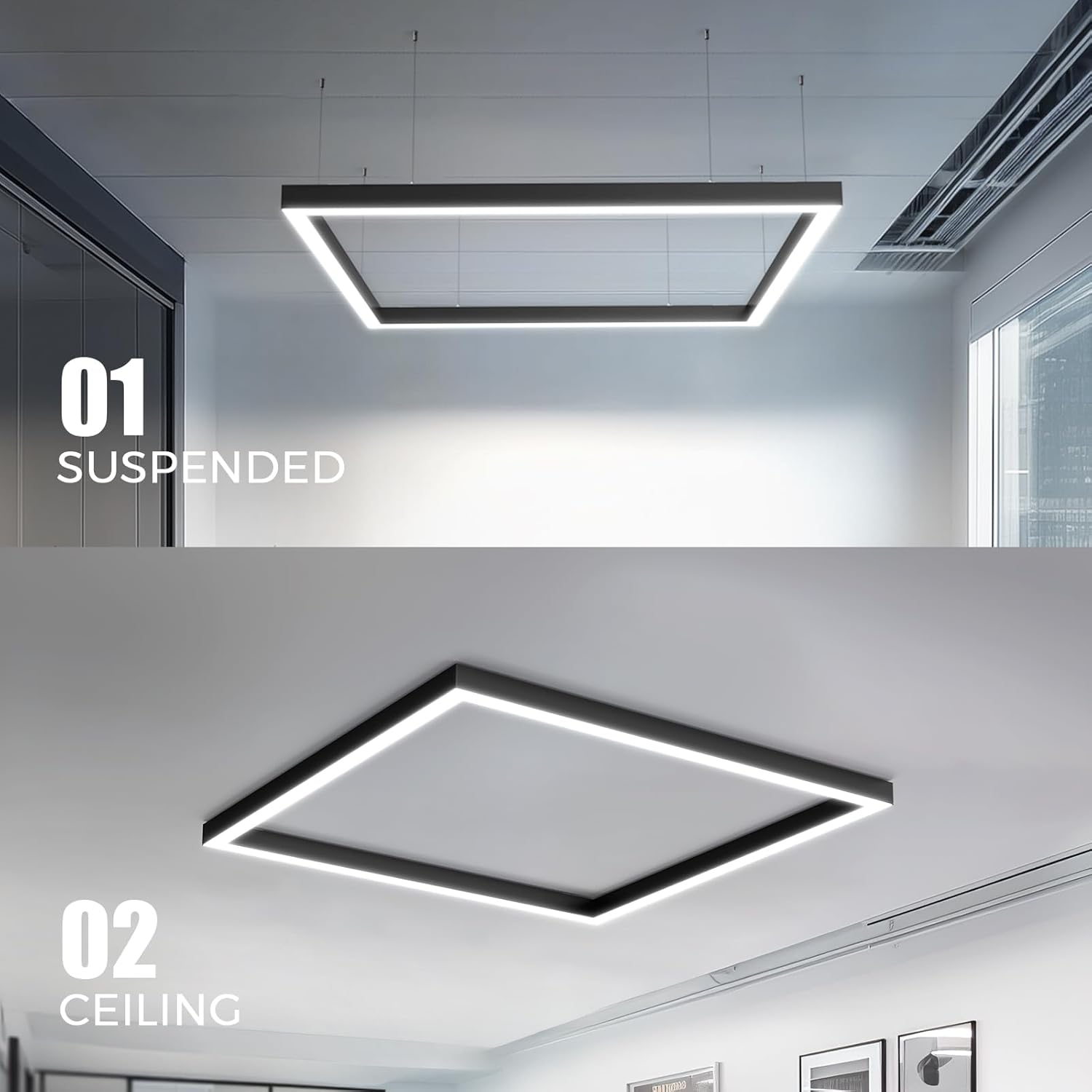 Barrina 5568-0-10V Series 2nd-Generation 226W Square Set LED Linear Lights 5FT * 5FT 3000K - 6000K 21600LM | Seamless Connection & Dimmer Not Included