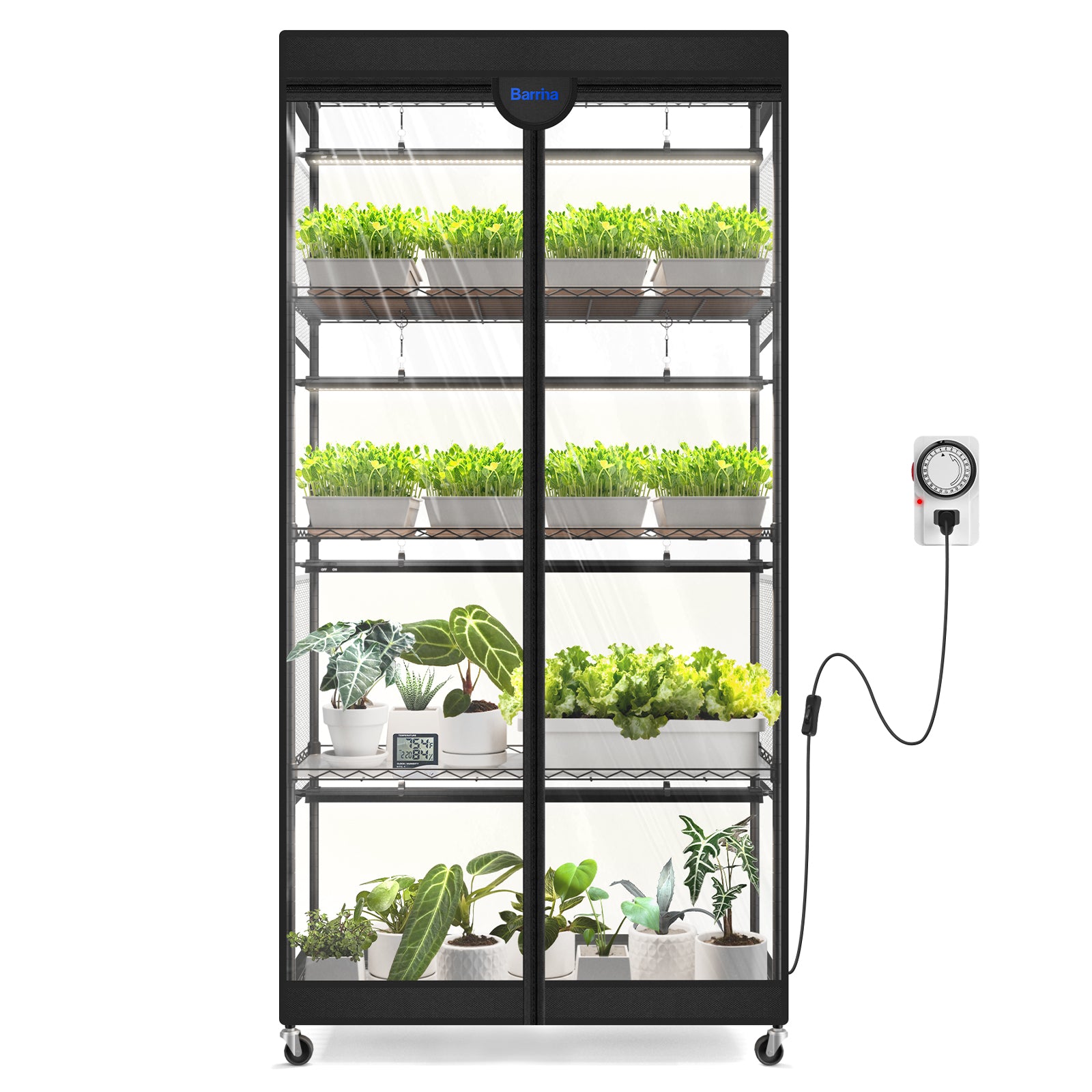 Barrina LP900 Greenhouse with 4-Pack 45W TX-S45 Grow Lights 3FT 5000K | Full Spectrum, Tent, Thermo-Hygrometer & Timer | LP900