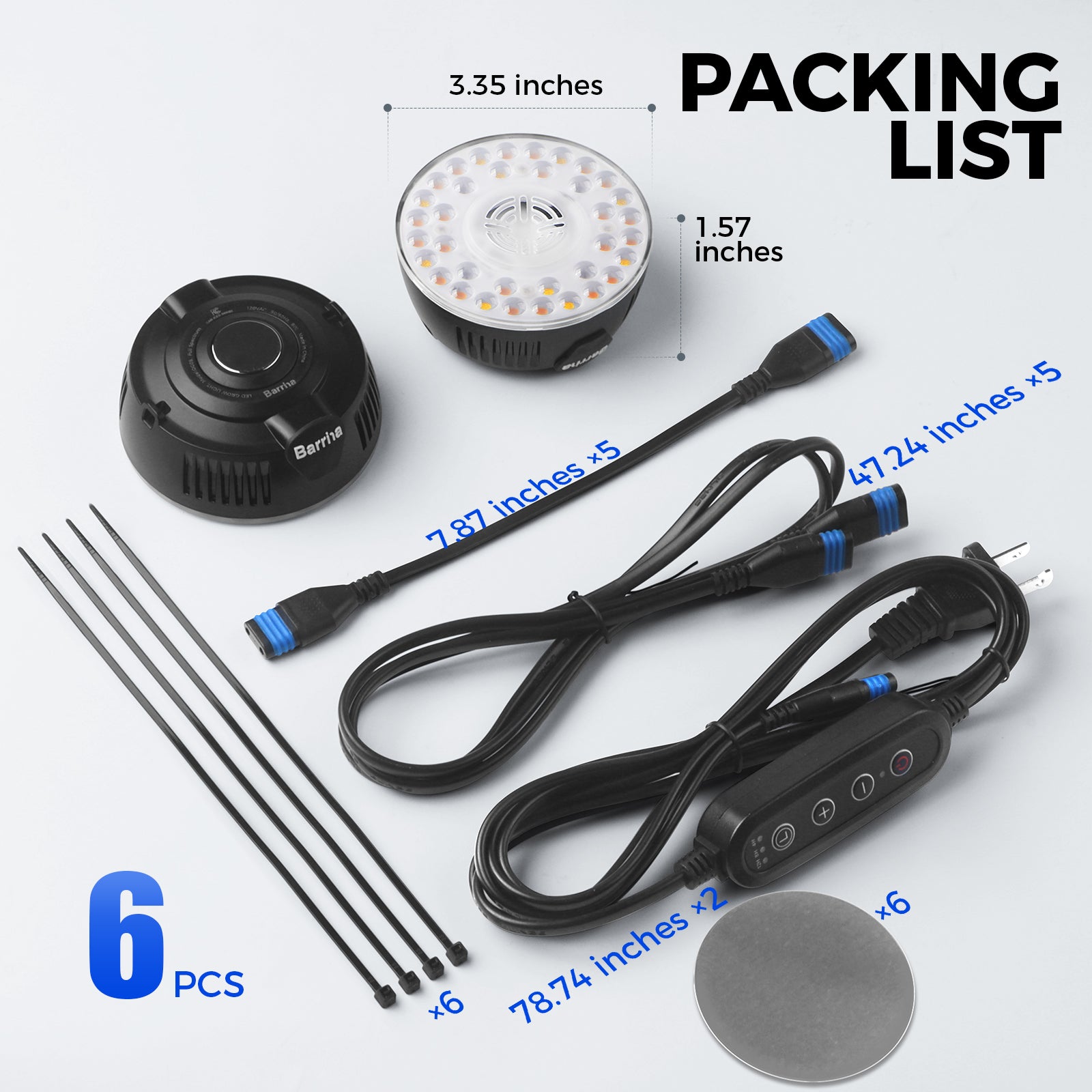 Barrina Orbgrow 9W LED Puck Grow Lights 3000K+6500K+660nm | Full Spectrum, Magnetic, Timer, Dimmable & Linkable | OG09