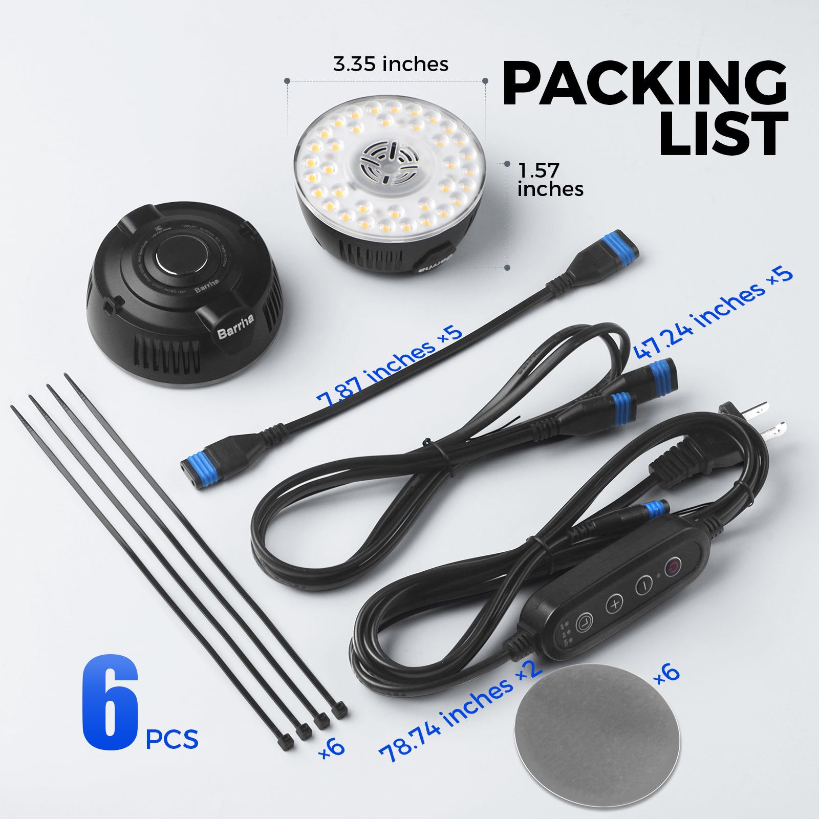 Barrina Orbgrow 9W LED Puck Grow Lights 5000K | Full Spectrum, Magnetic, Timer, Dimmable & Linkable | OG09