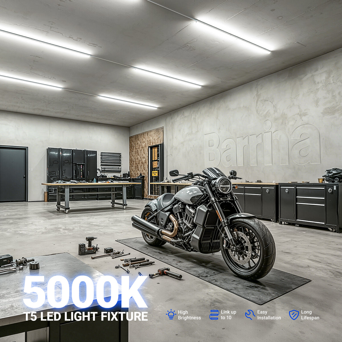 Barrina T5 16W LED Shop Lights 3FT 5000K 1900LM | Linkable & Corded Electric Switch | AAI16