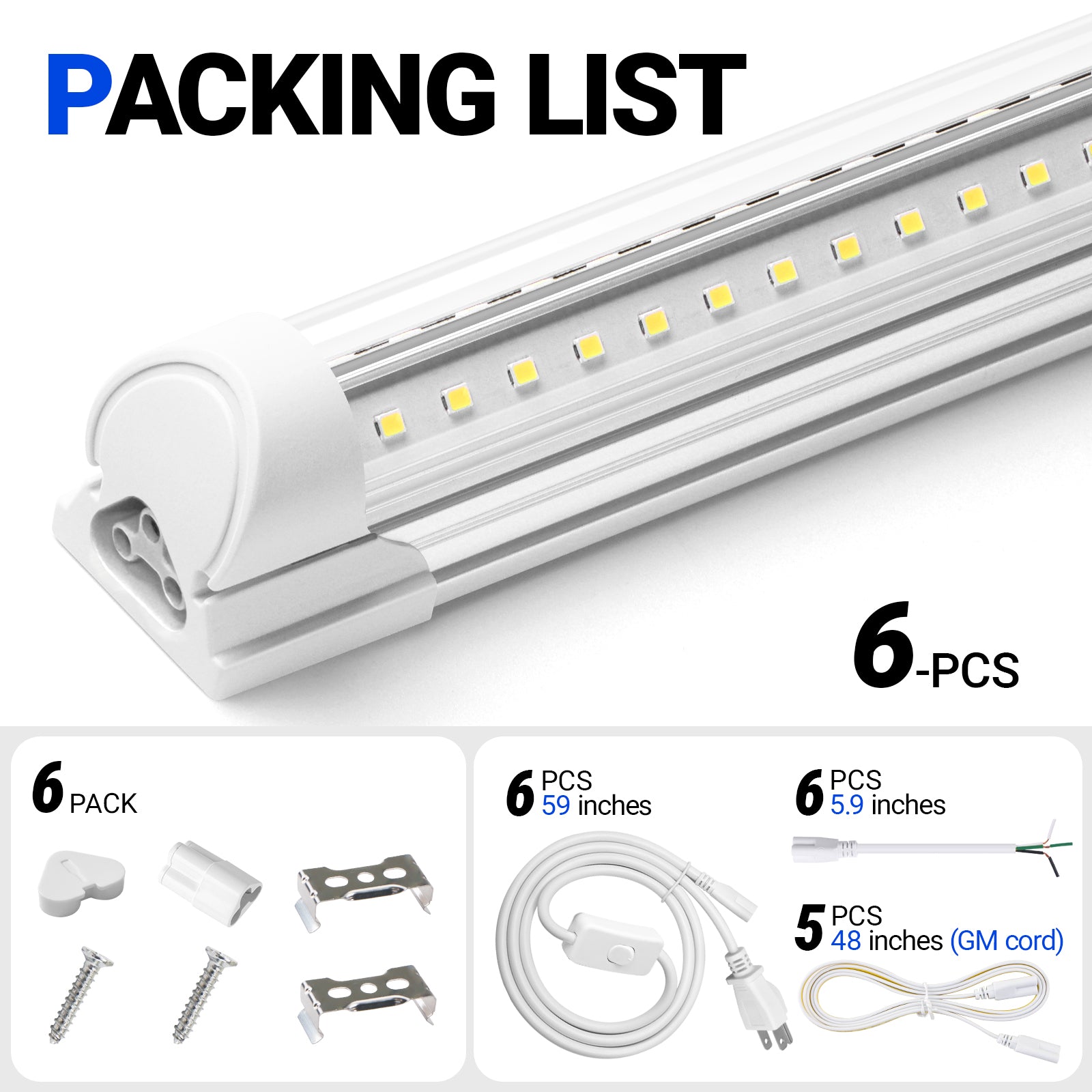 Barrina T8 100W LED Shop Lights 3FT 6500K 4600LM | Clear Cover & V Shape Tube | BAI30