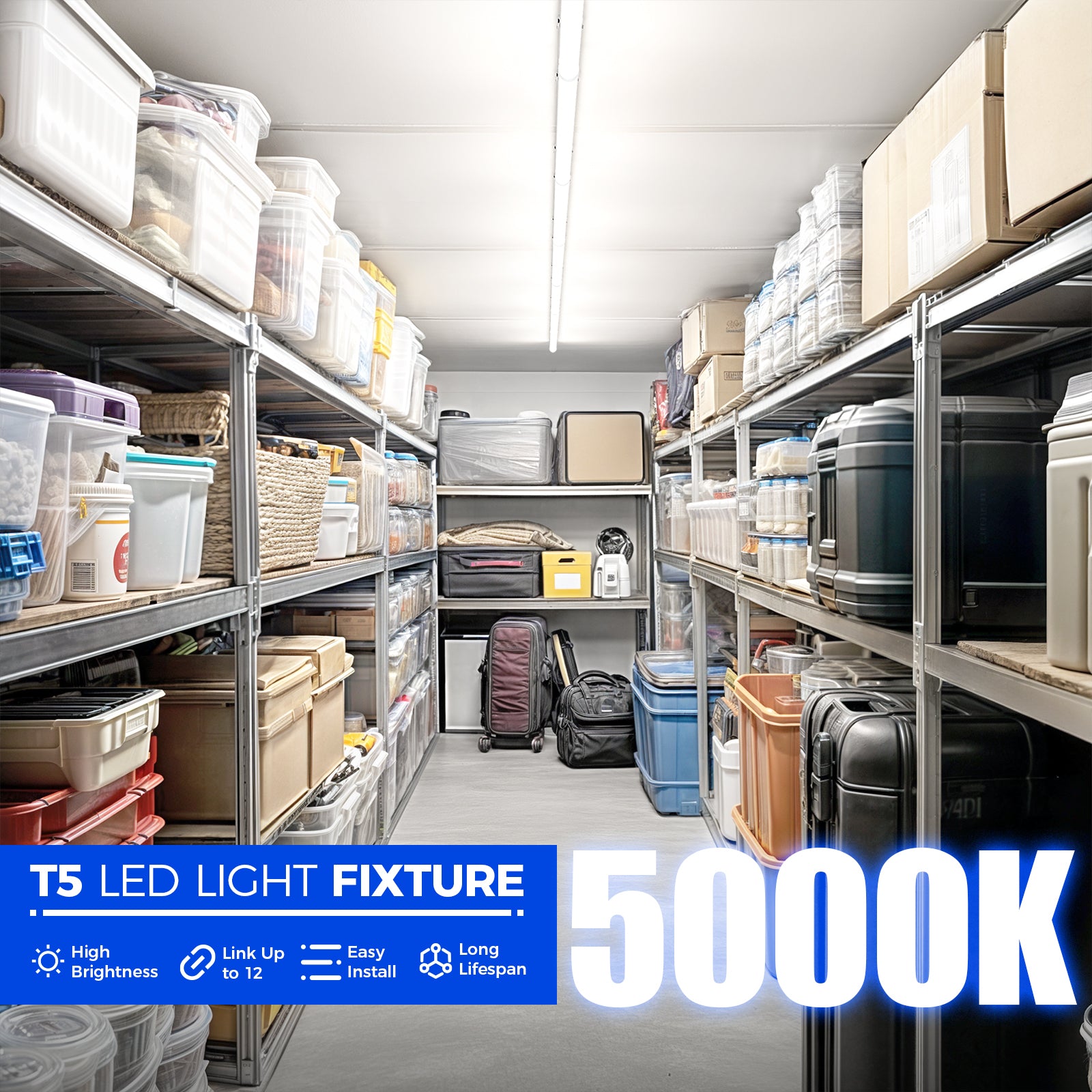 Barrina T5 10W LED Shop Lights 2FT 5000K 1100LM | Linkable & Corded Electric Switch | AAF10