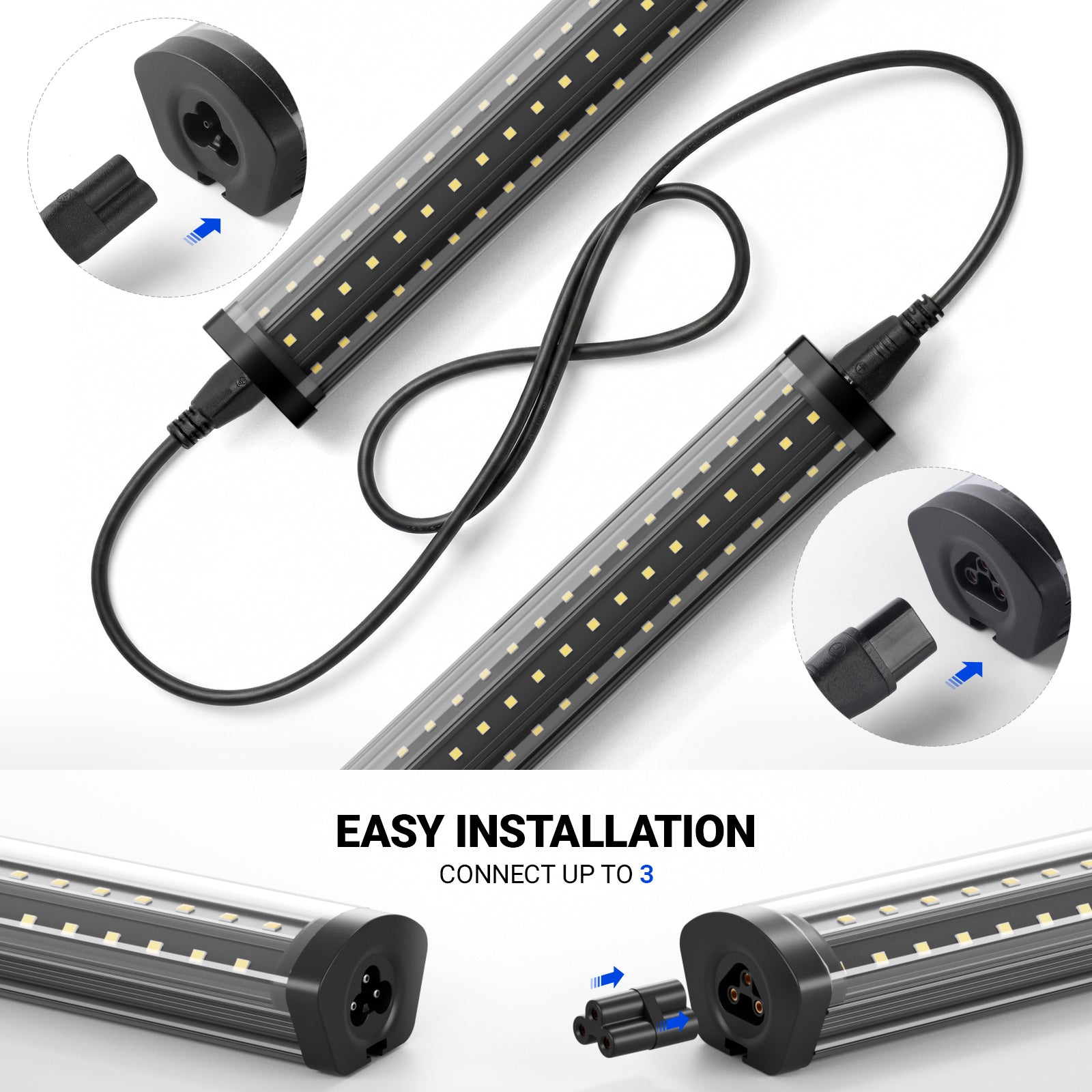 Barrina T8 140W LED Shop Lights 8FT 5000K 17000LM | Clear Cover, V Shape Tube & Hanging | BAX140a (Black)