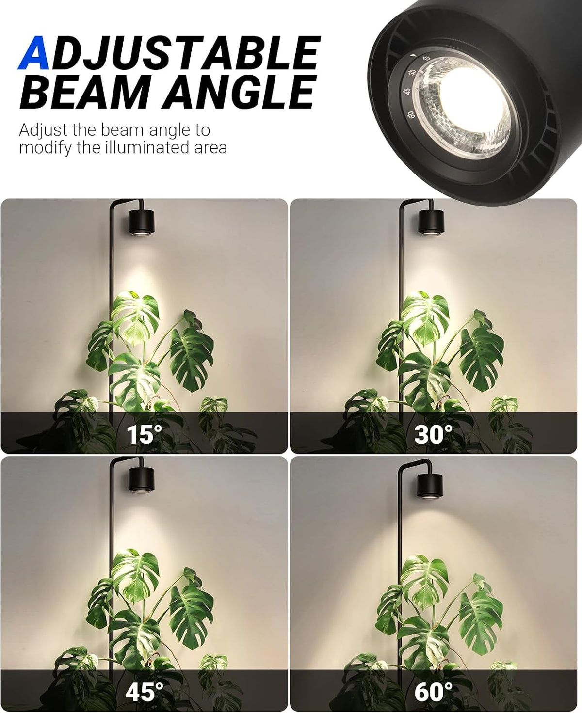 Barrina TR40D 40W LED Grow Lights 4000K | Full Spectrum, 15°-60° Adjustable & Timer | TR40D(Black)