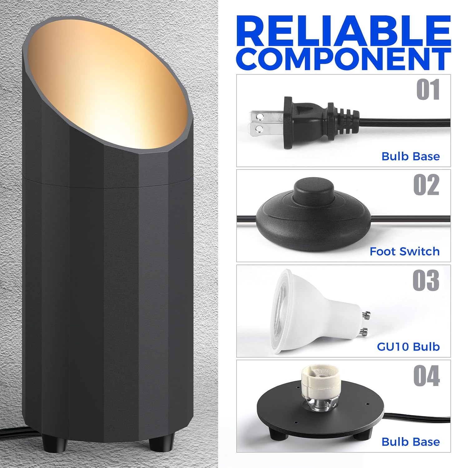 Barrina 5W LED Uplighting Indoor Spotlight 3000K | Detachable & Foot Switch | UL105B
