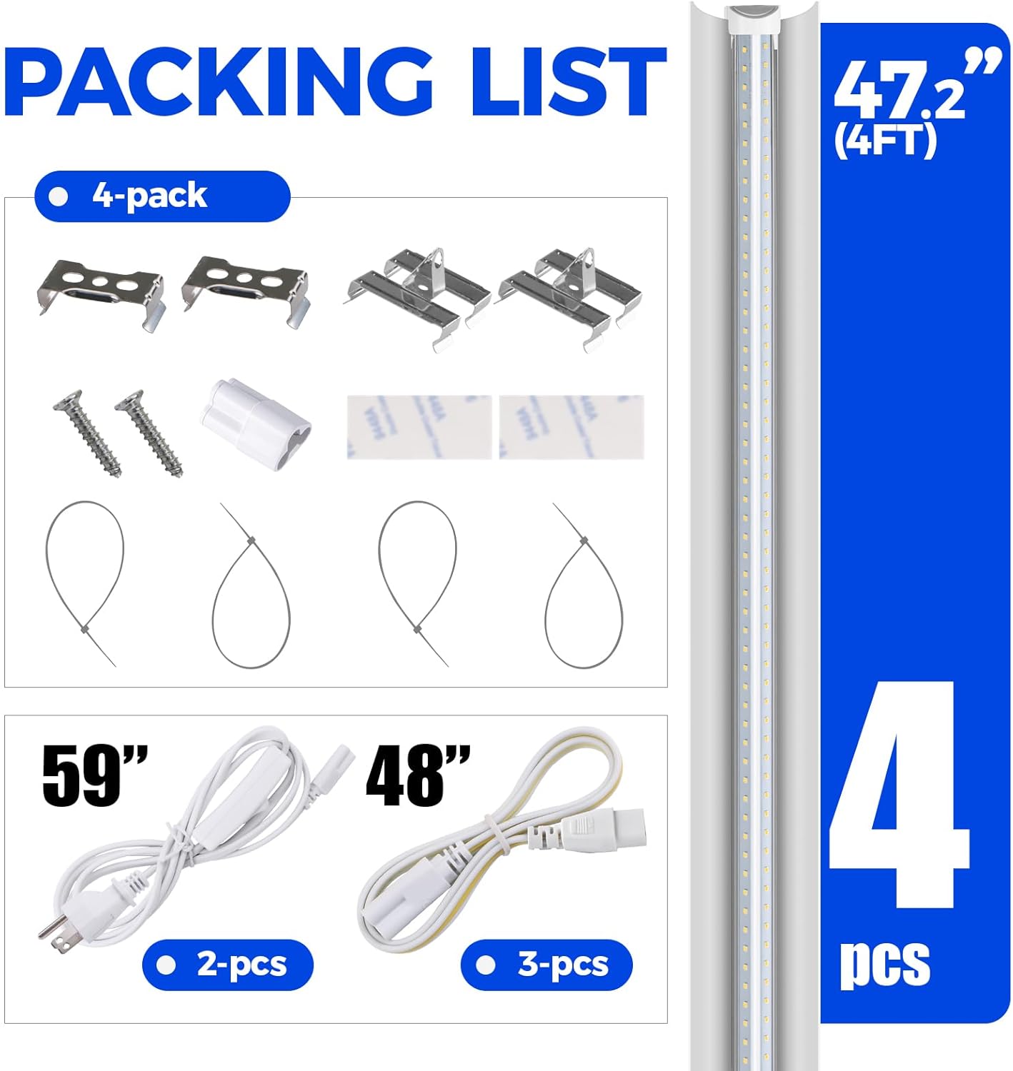 Barrina T8 42W LED Grow Lights 4FT 5000K | Accessories Package List