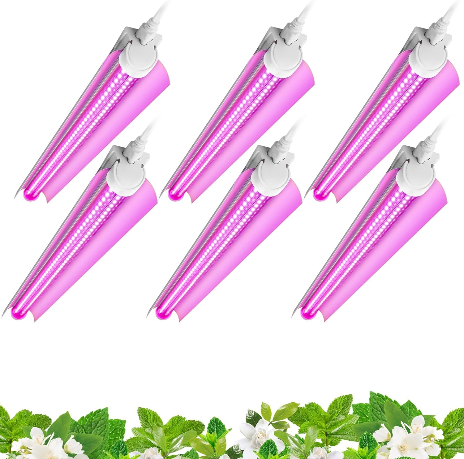 Barrina T8 24W LED Grow Light 2FT Pink Light 6 Pack | Reflectors & Linkable | QF24