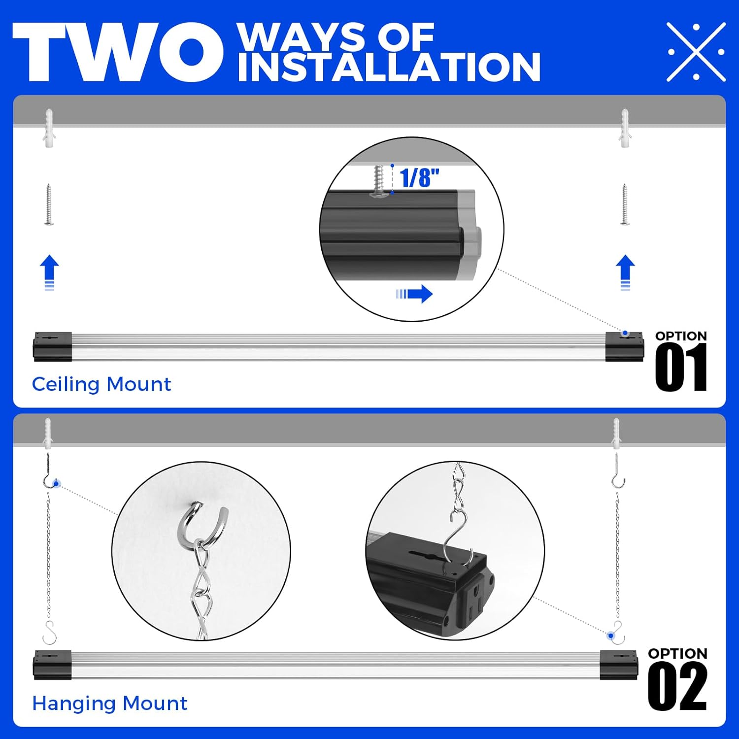 Barrina 84W LED Shop Light 4FT 5000K 10000LM | Hanging & Flush Mount | BS84