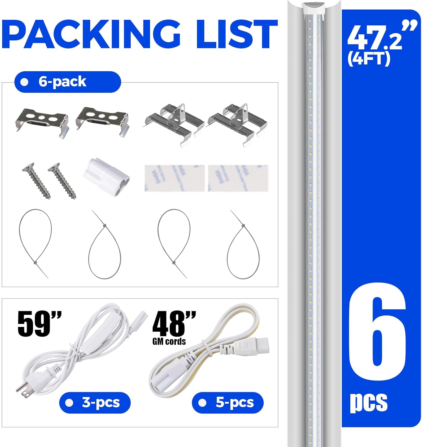 Barrina T8 42W LED Grow Lights 4FT 5000K | Reflectors & Linkable | QL42