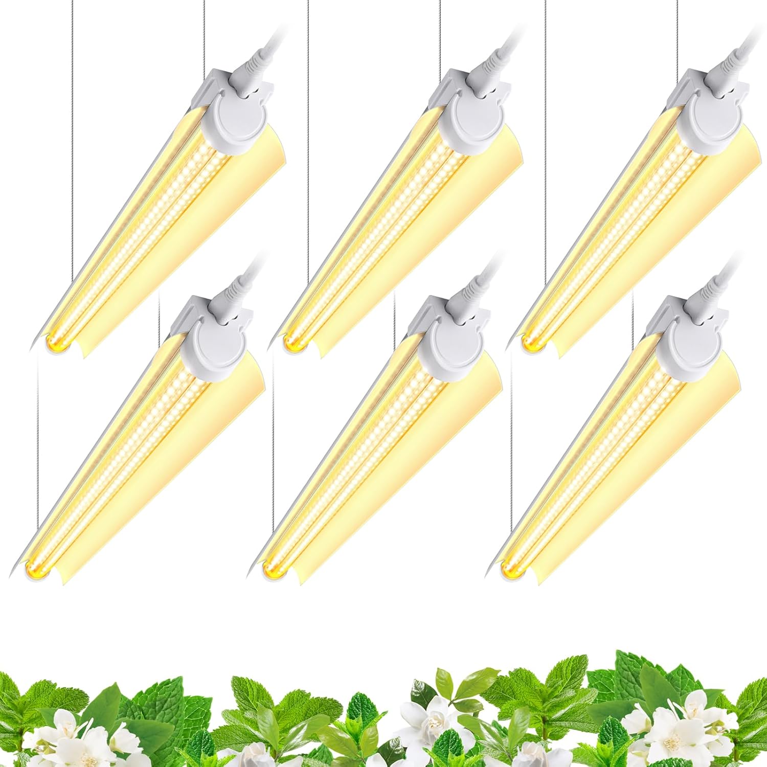 Barrina T8 24W LED Grow Light 2FT Yellow Light 6 Pack | Reflectors & Linkable | QF24