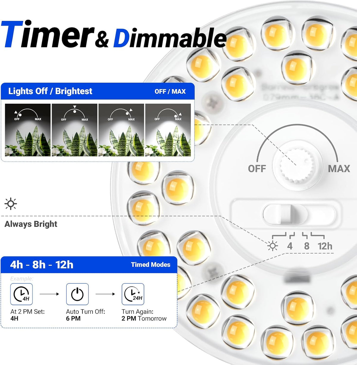 Barrina Orbgrow 2 x 11W Clip-On LED Grow Lights 5000K | Full Spectrum, Dimmable & Timing | OG11A
