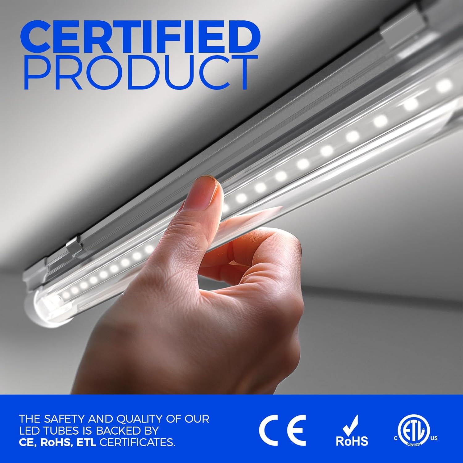 Barrina T8 100W LED Shop Lights 8FT 6500K 15000LM | Clear Cover & V Shape Tube | BAX100