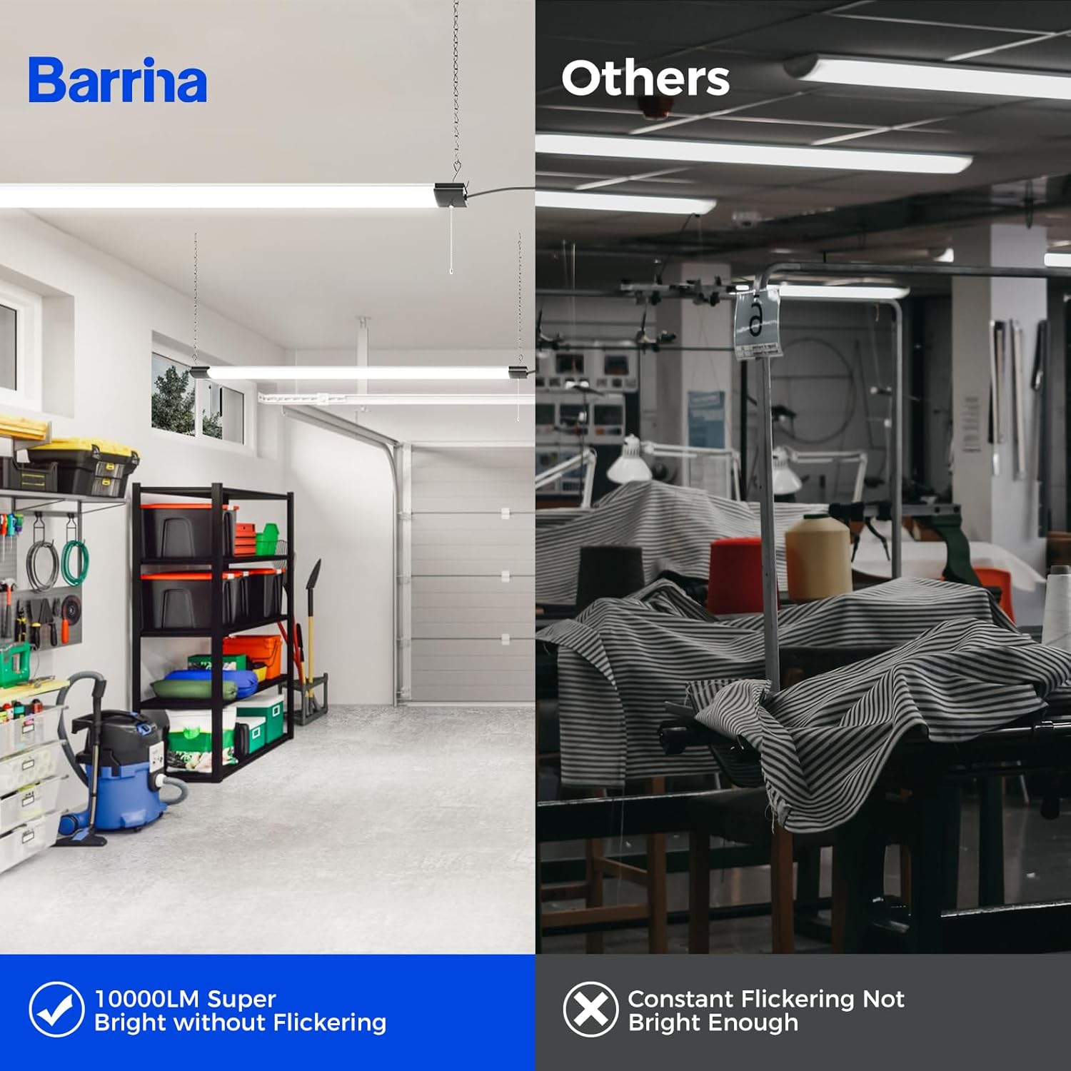 Barrina 84W LED Shop Light 4FT 5000K 10000LM | Hanging & Flush Mount | BS84
