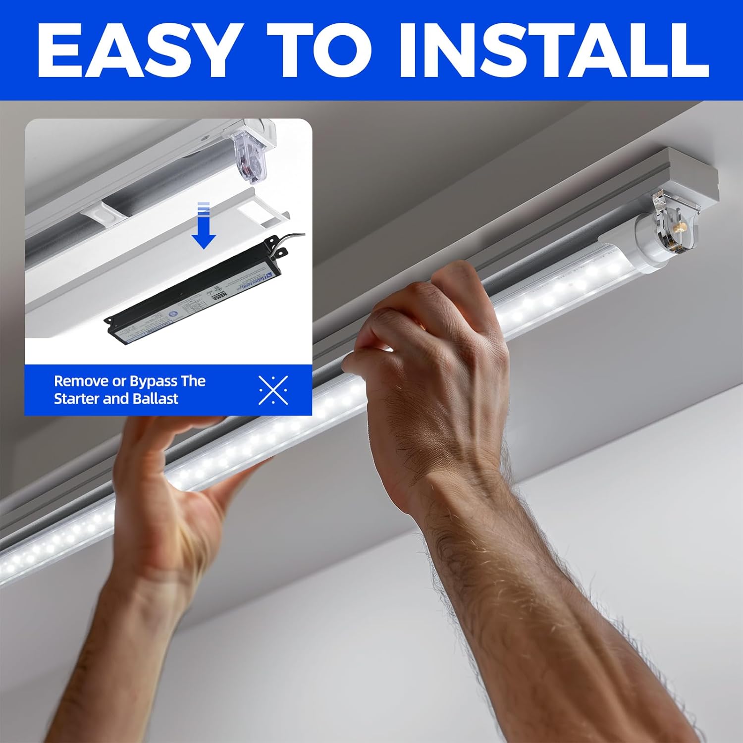 Barrina T8 44W LED Tube Lights 8FT 5000K 5000LM | FA8 Base, Fluorescent Tubes Replacement & Clear Cover | TBX44