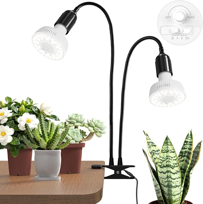 Barrina Orbgrow 2 x 11W Clip-On LED Grow Lights 5000K | Full Spectrum, Dimmable & Timing | OG11A