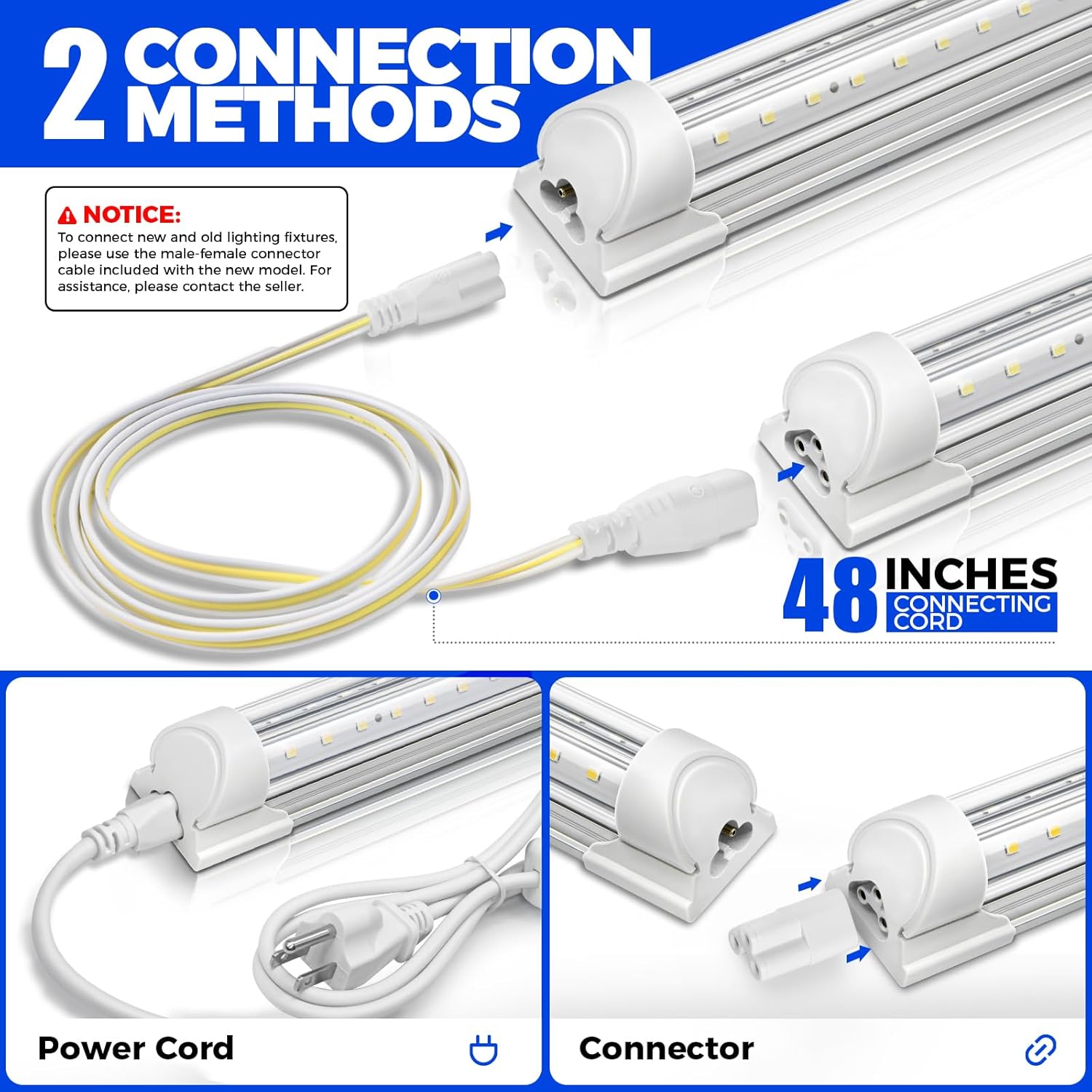 Barrina T8 42W LED Grow Lights 4FT 5000K | 48" Connecting Cords
