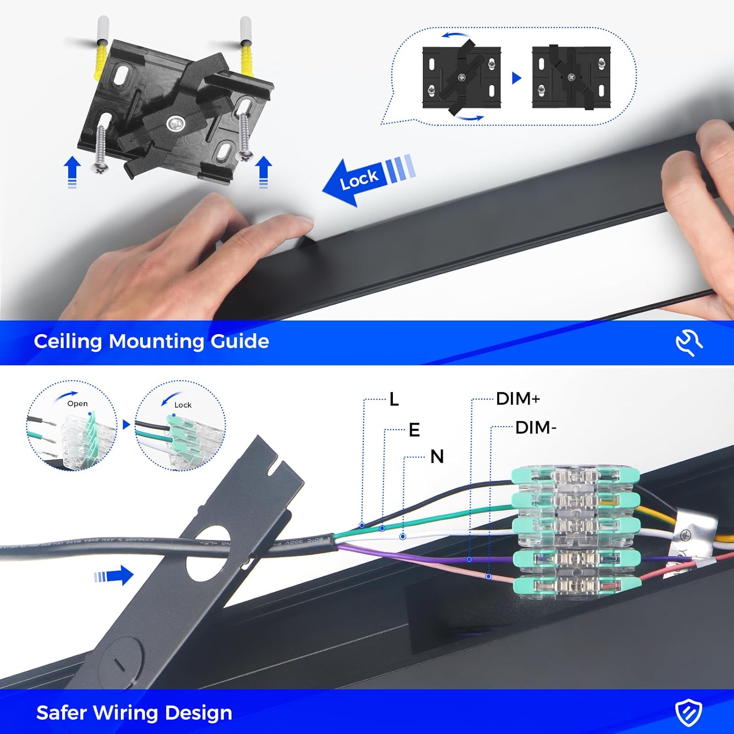 Barrina 5568-0-10V Series 2nd-Generation 226W Square Set LED Linear Lights 5FT * 5FT 3000K - 6000K 21600LM | Seamless Connection & Dimmer Not Included
