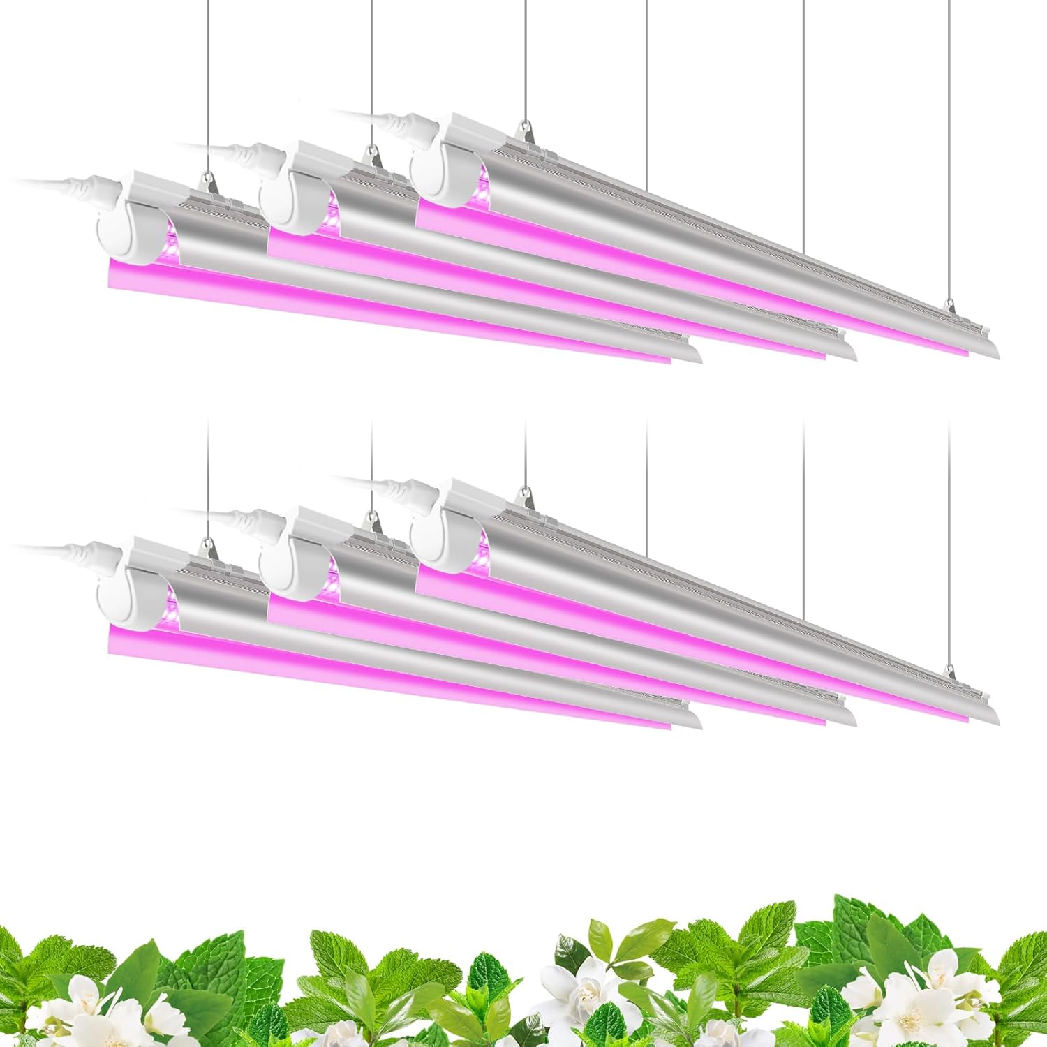 Barrina T8 42W LED Grow Light 4FT Pink Light 6 Pack | Reflectors & Linkable | QL42