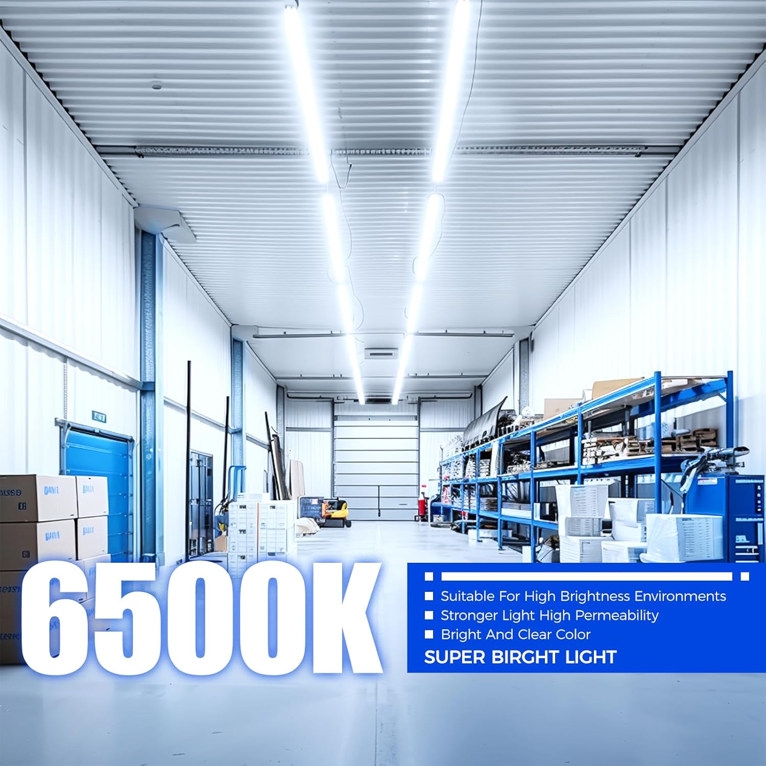 Barrina T8 44W LED Tube Lights 8FT 5000K 5000LM | Replacement for Fluorescent Tubes & CLear Cover | TBX44