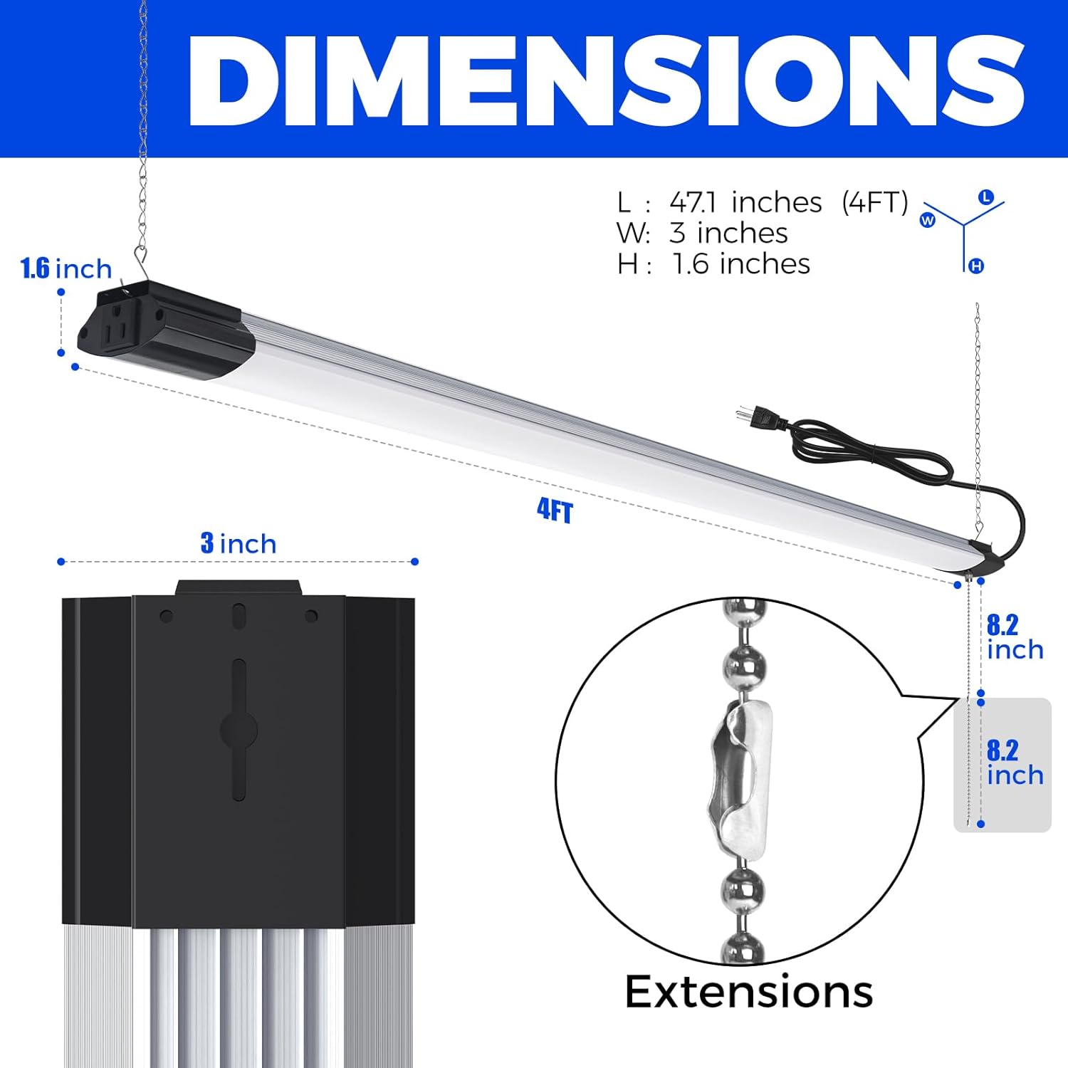 Barrina 84W LED Shop Light 4FT 5000K 10000LM | Hanging & Flush Mount | BS84