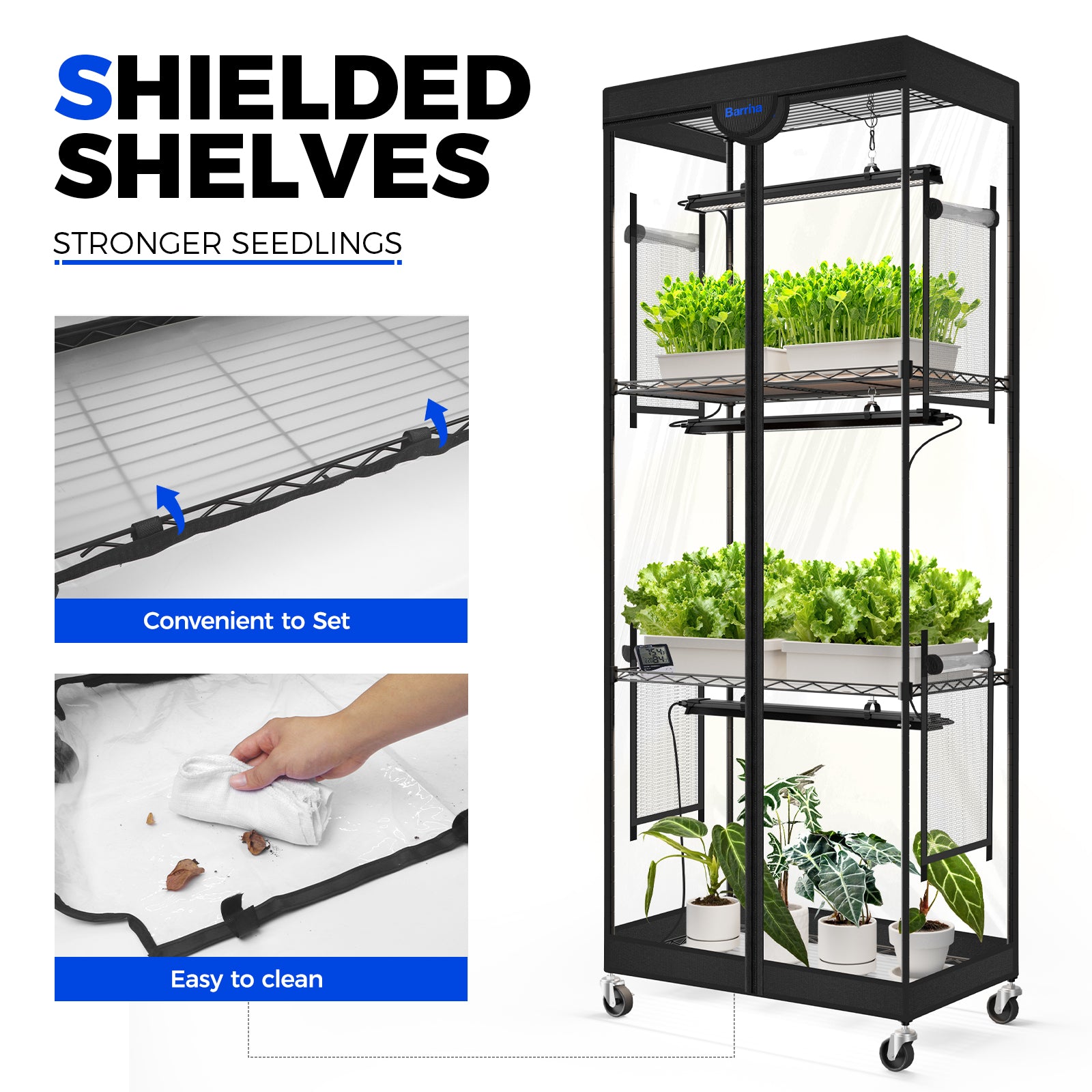 Barrina LP600 Greenhouse with 3-Pack 25W TX-S25 Grow Lights 1.6FT 5000K | Full Spectrum, Tent, Thermo-Hygrometer & Timer | LP600