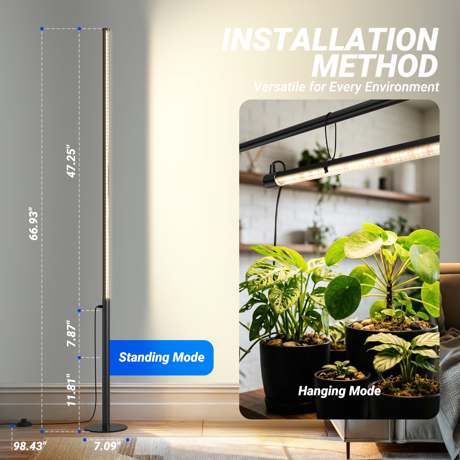 Barrina T10 Pro 42W LED Standing Grow Light 4FT-5.6FT 3000K+6500K+660nm | Full Spectrum & Timer | T1042