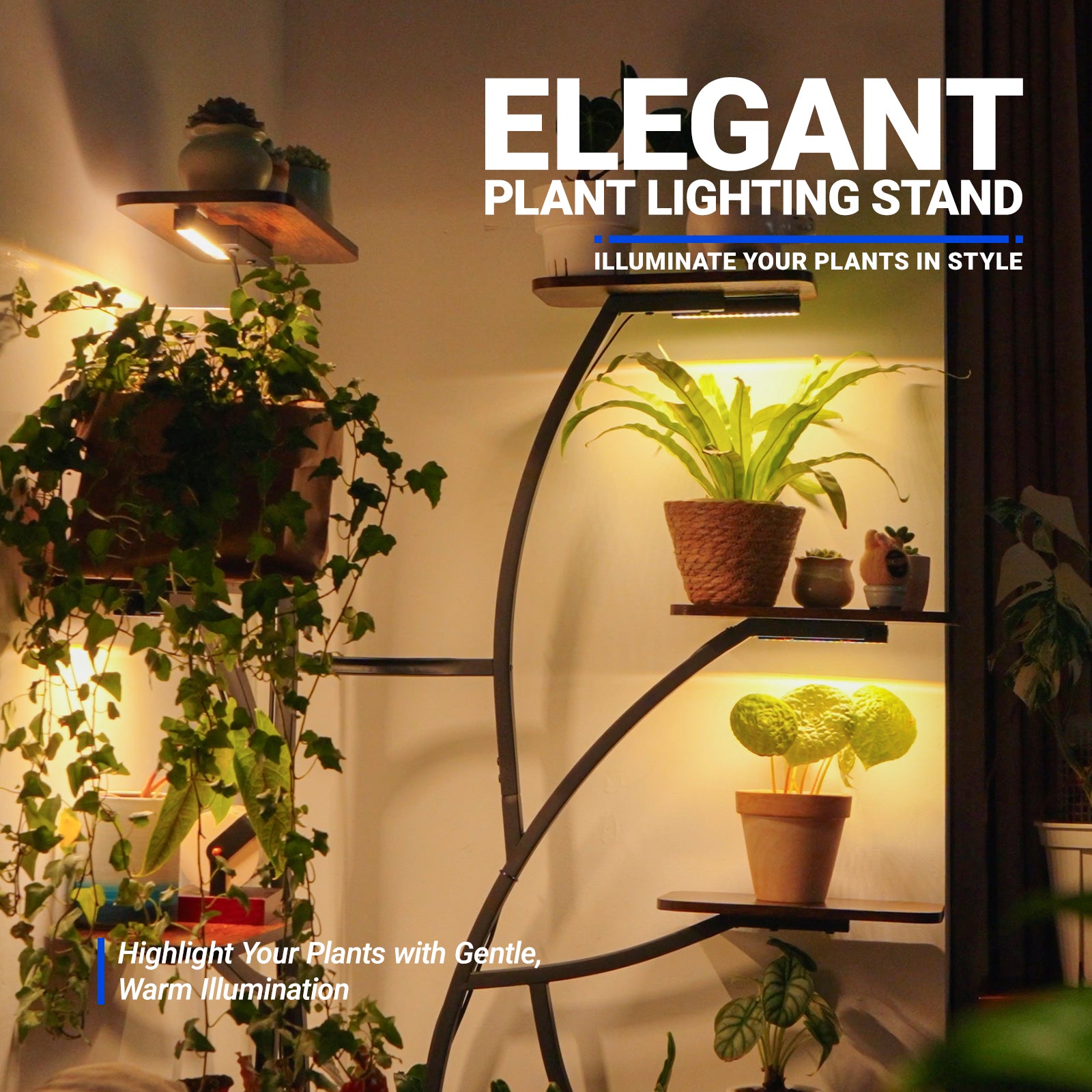Barrina LS13 Corner Plant Stand with 4-Pack 0.5FT Grow Lights | Full Spectrum & 9-Tier | LS13